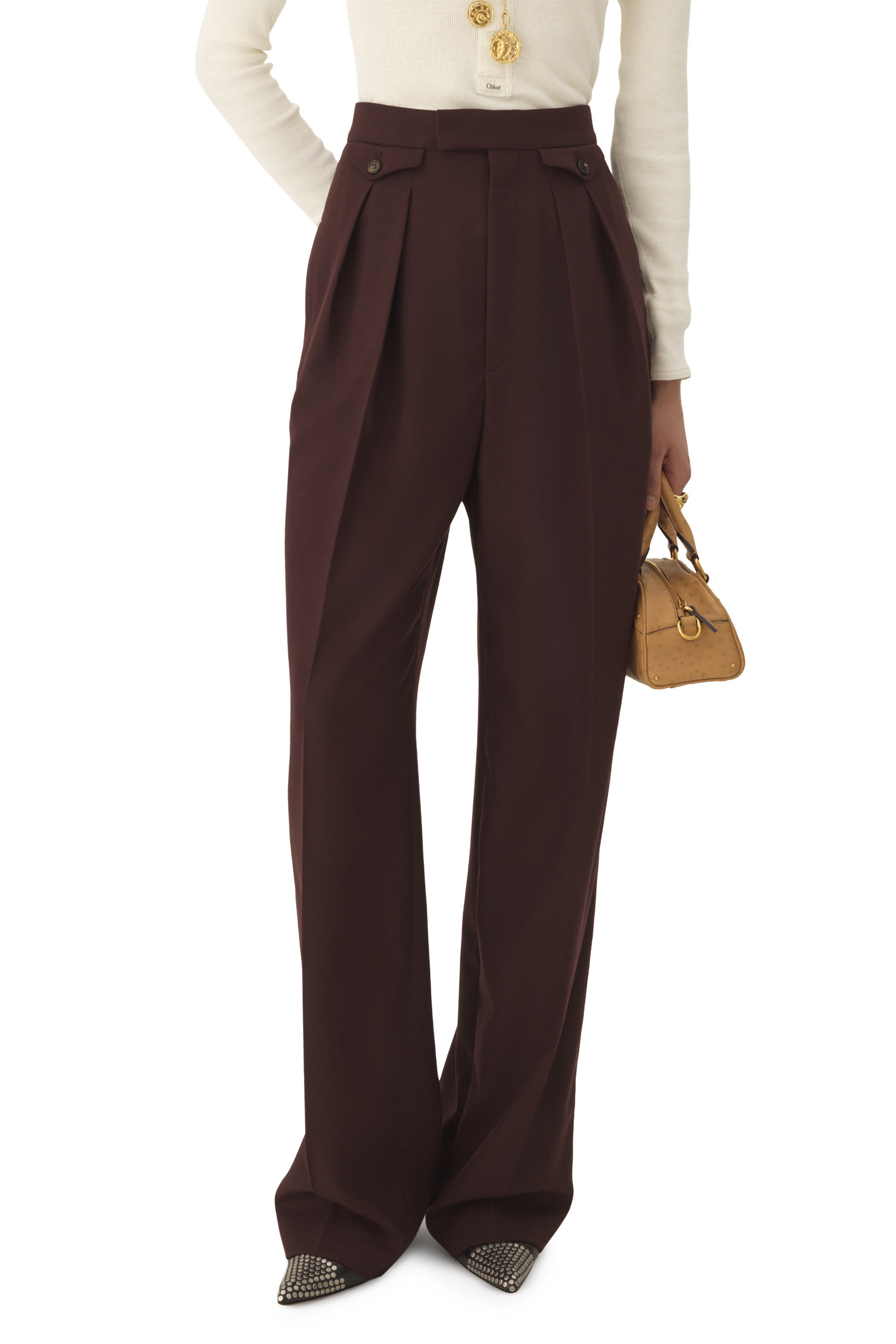 High-Rise Gathered Trousers