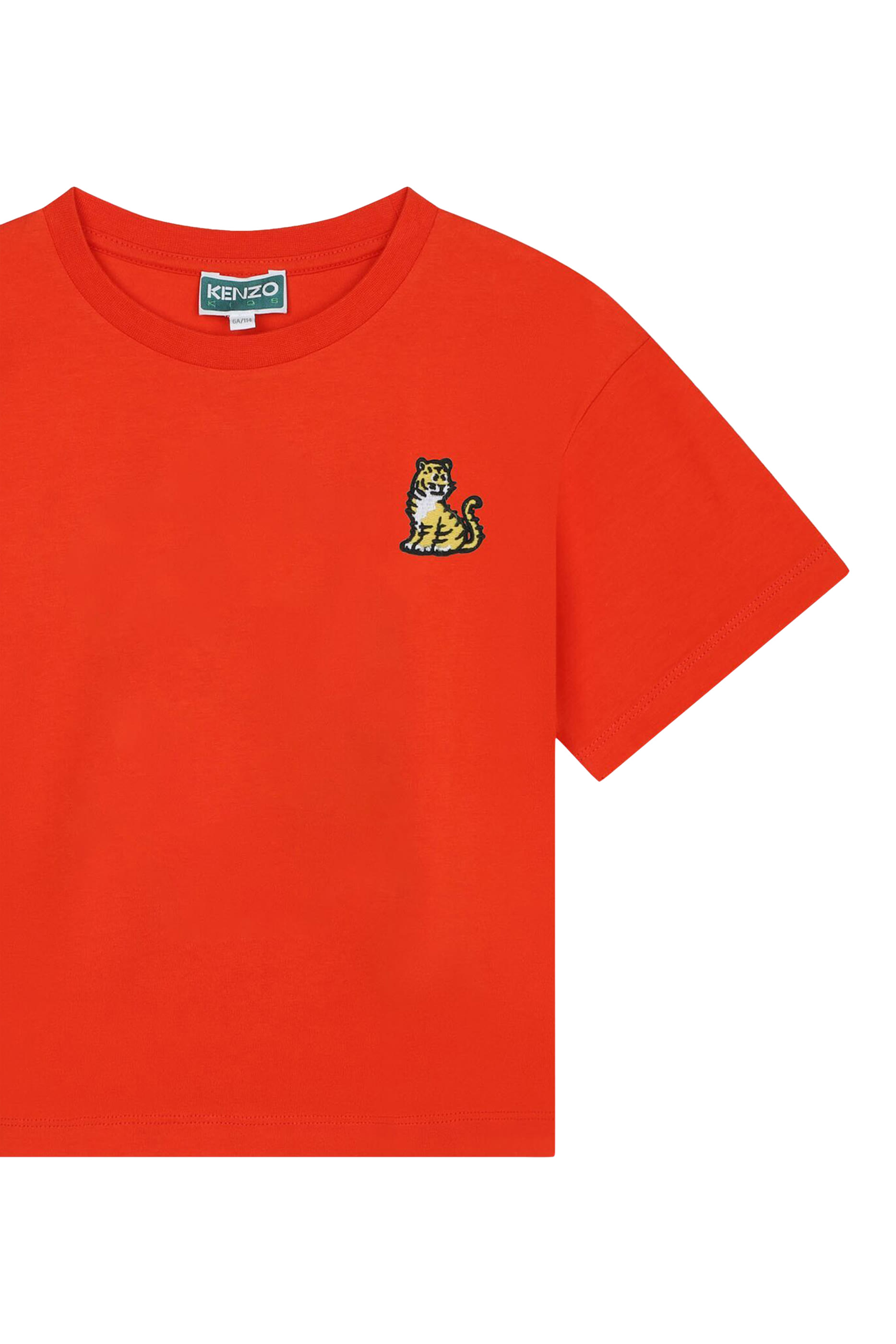 Kids Embroidered Tiger Logo Print T-Shirt