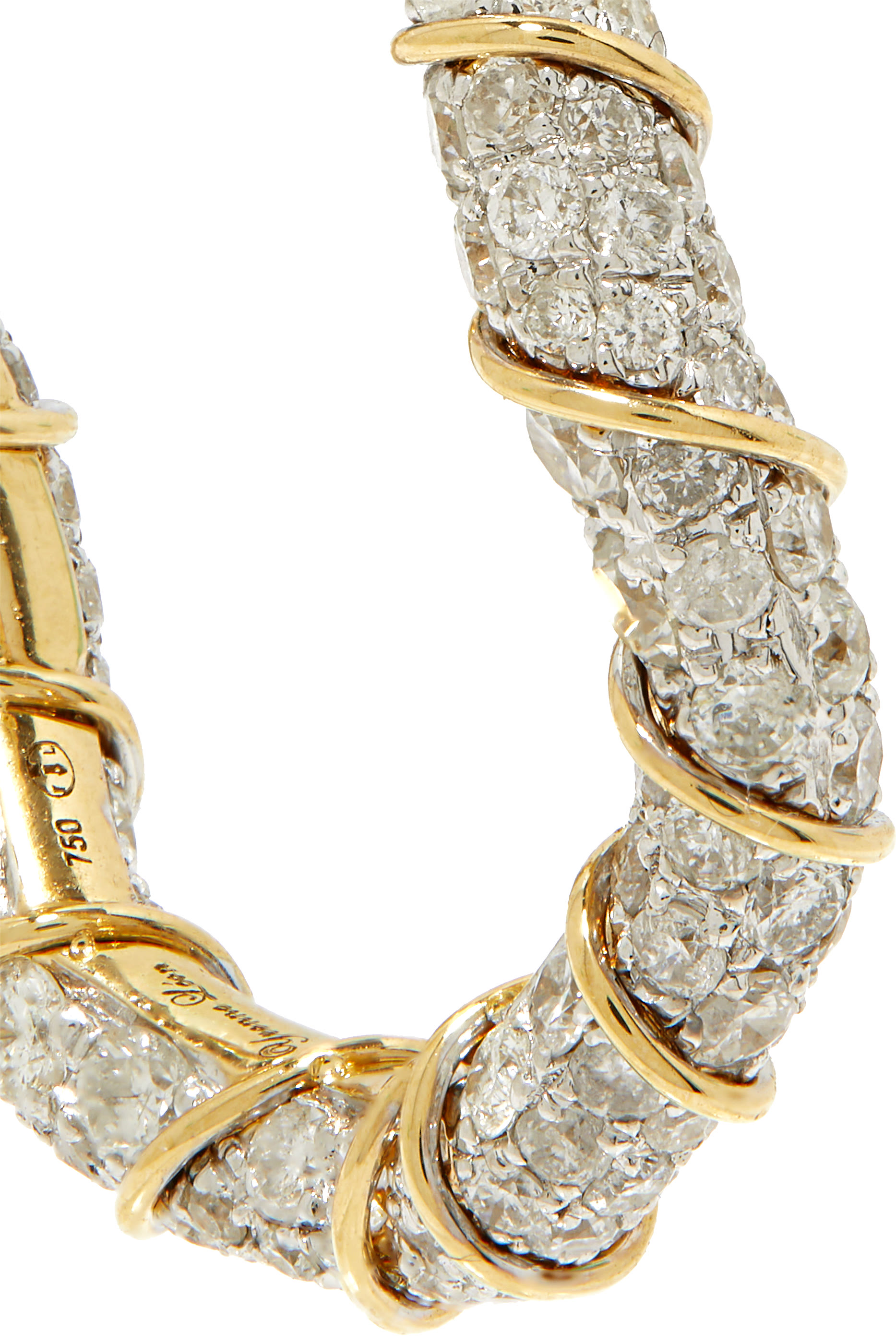 Twisted Hoop Earrings, 18k Yellow Gold & Diamonds