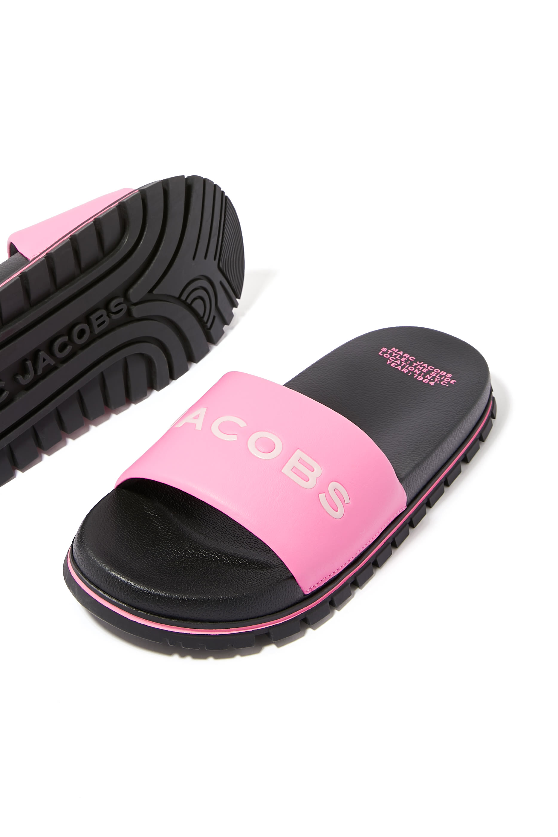 Leather Logo Pool Slides