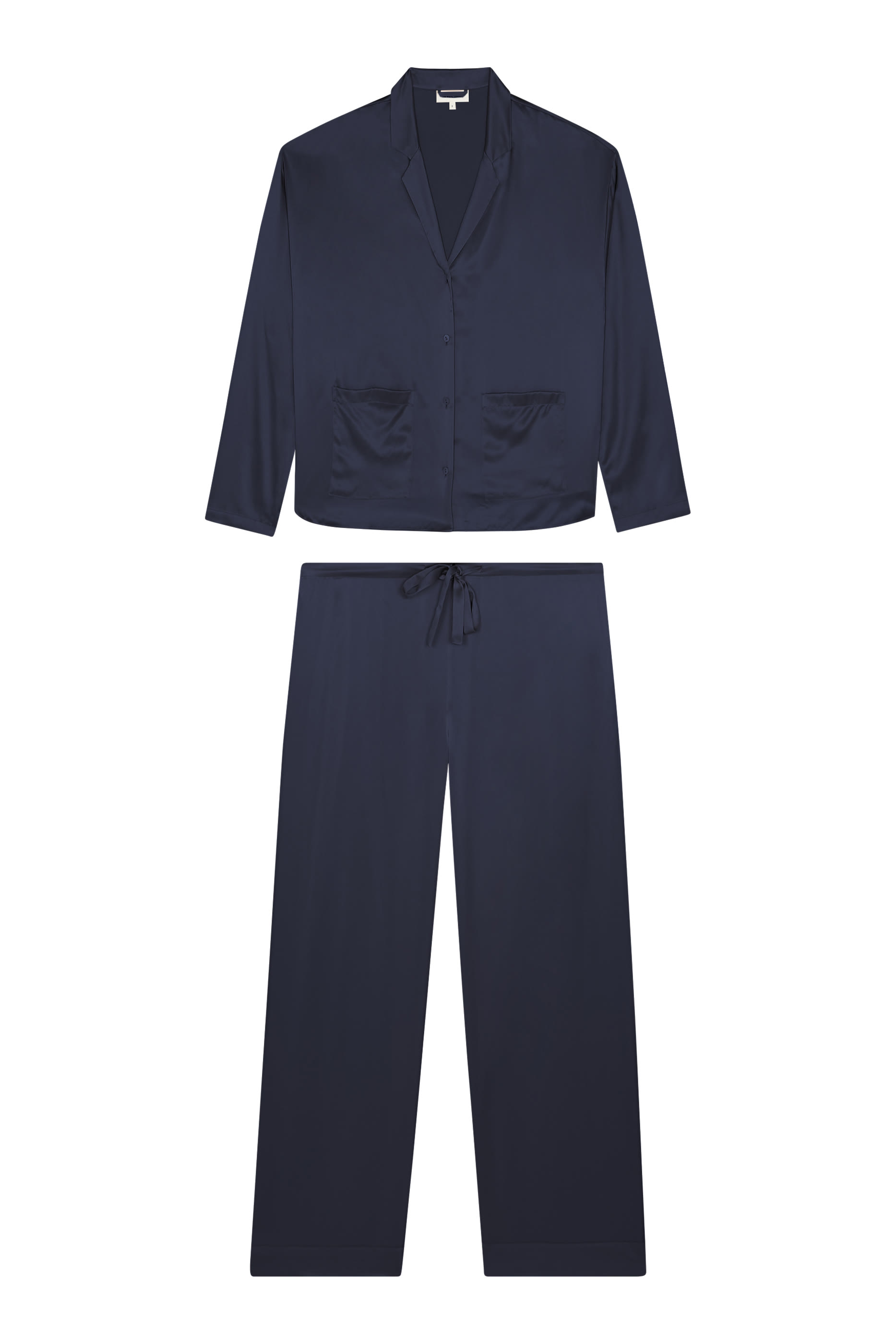  Silk Pocket Drop Shoulder Pajama Set 