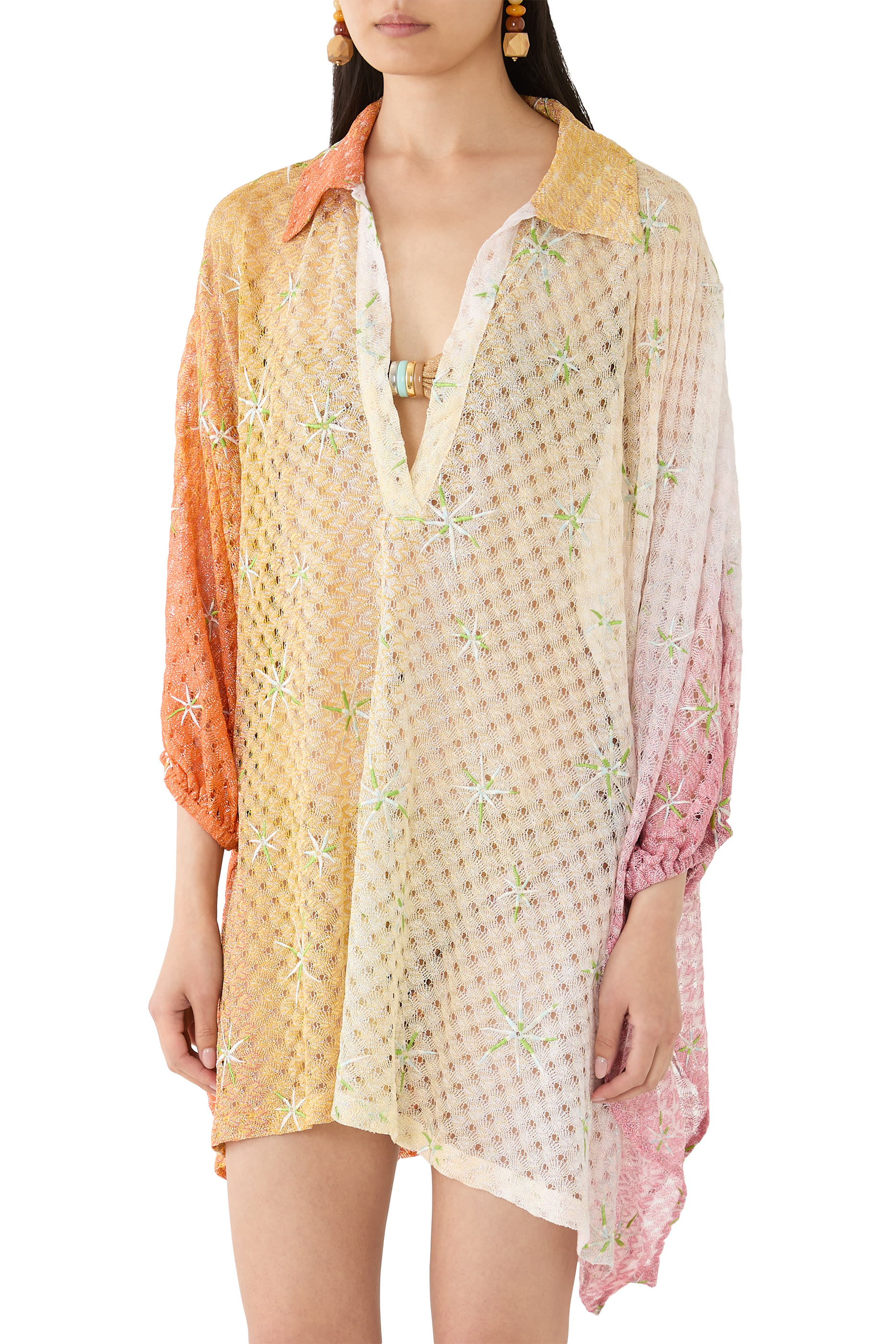 Spiderweb Motif and Embroidery Short Cover-Up