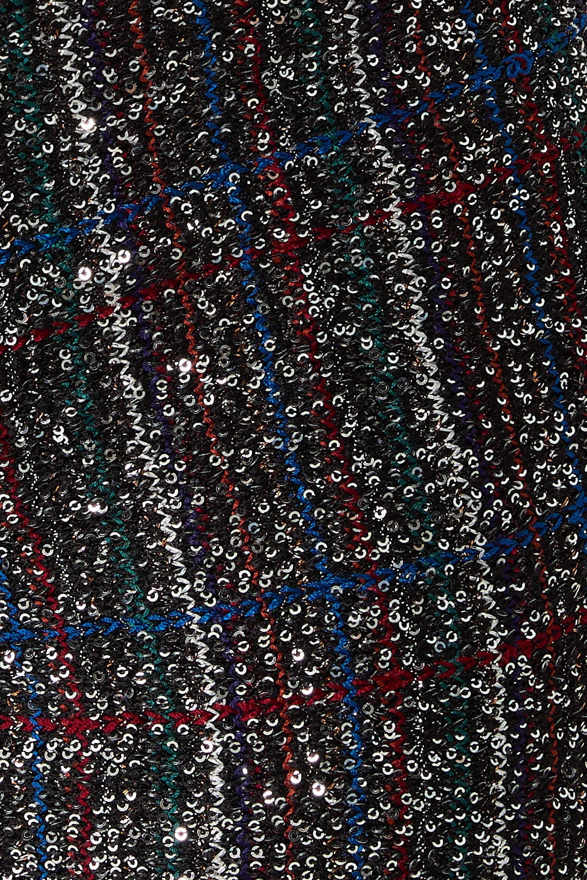 Flared Pants with Sequins in a Check Pattern