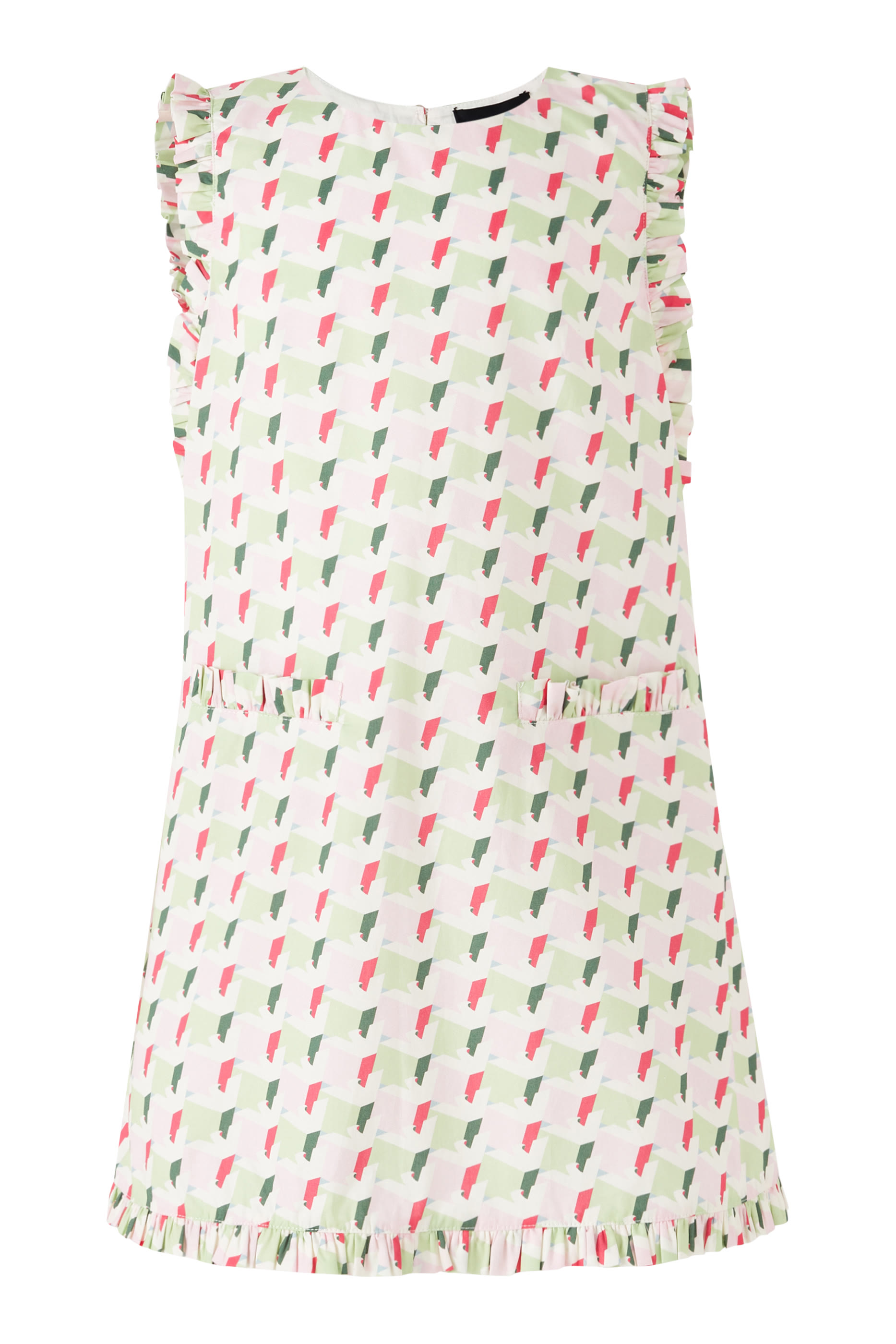 Kids EA7 Poplin Allover Print Sleeveless Dress