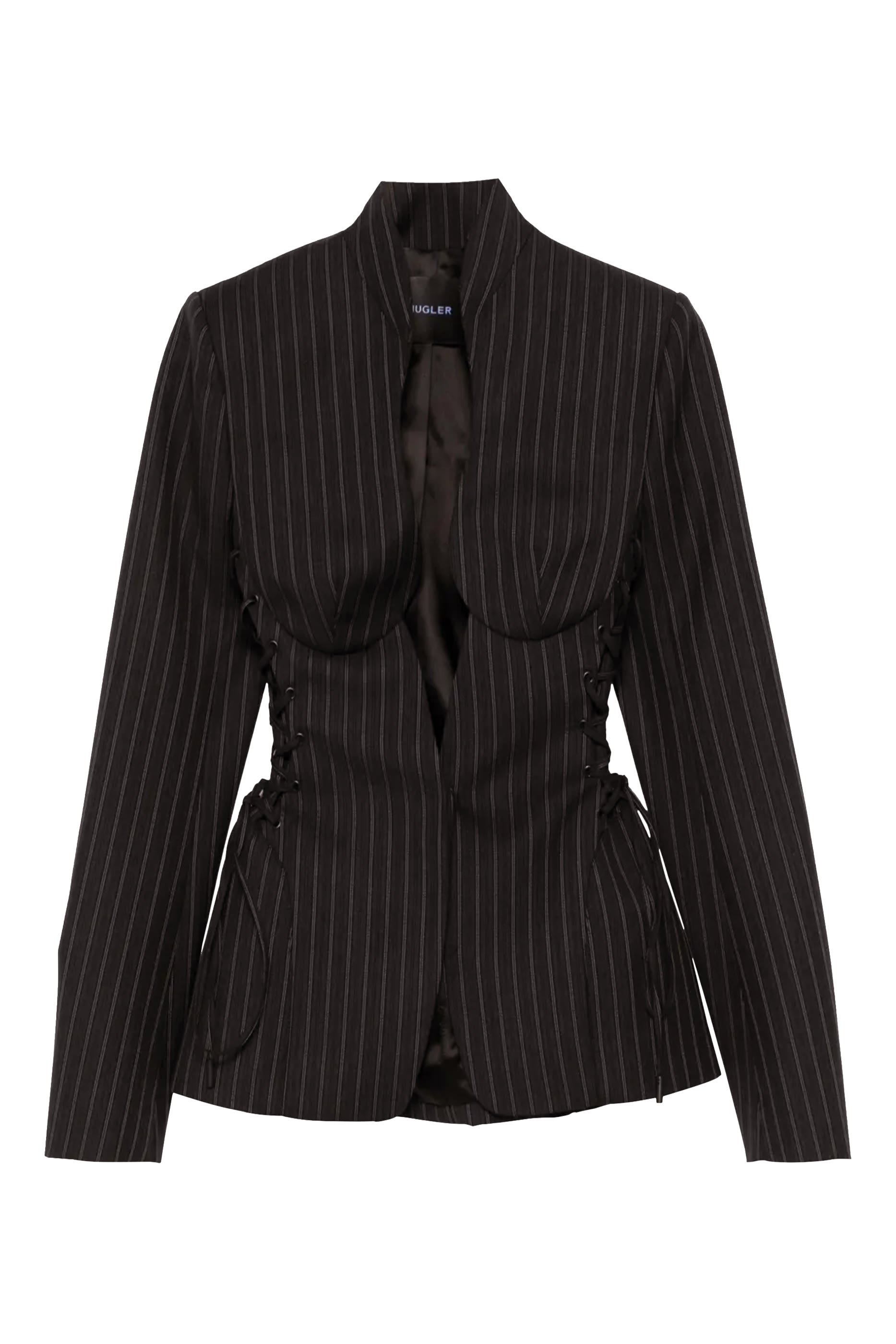 Pinstripe Sculptural Laced Jacket