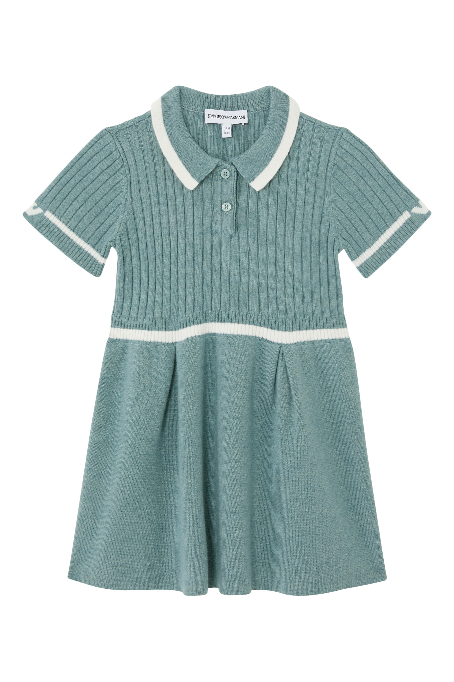 Kids Wool-Blend Knit Dress with Polo-Shirt Collar