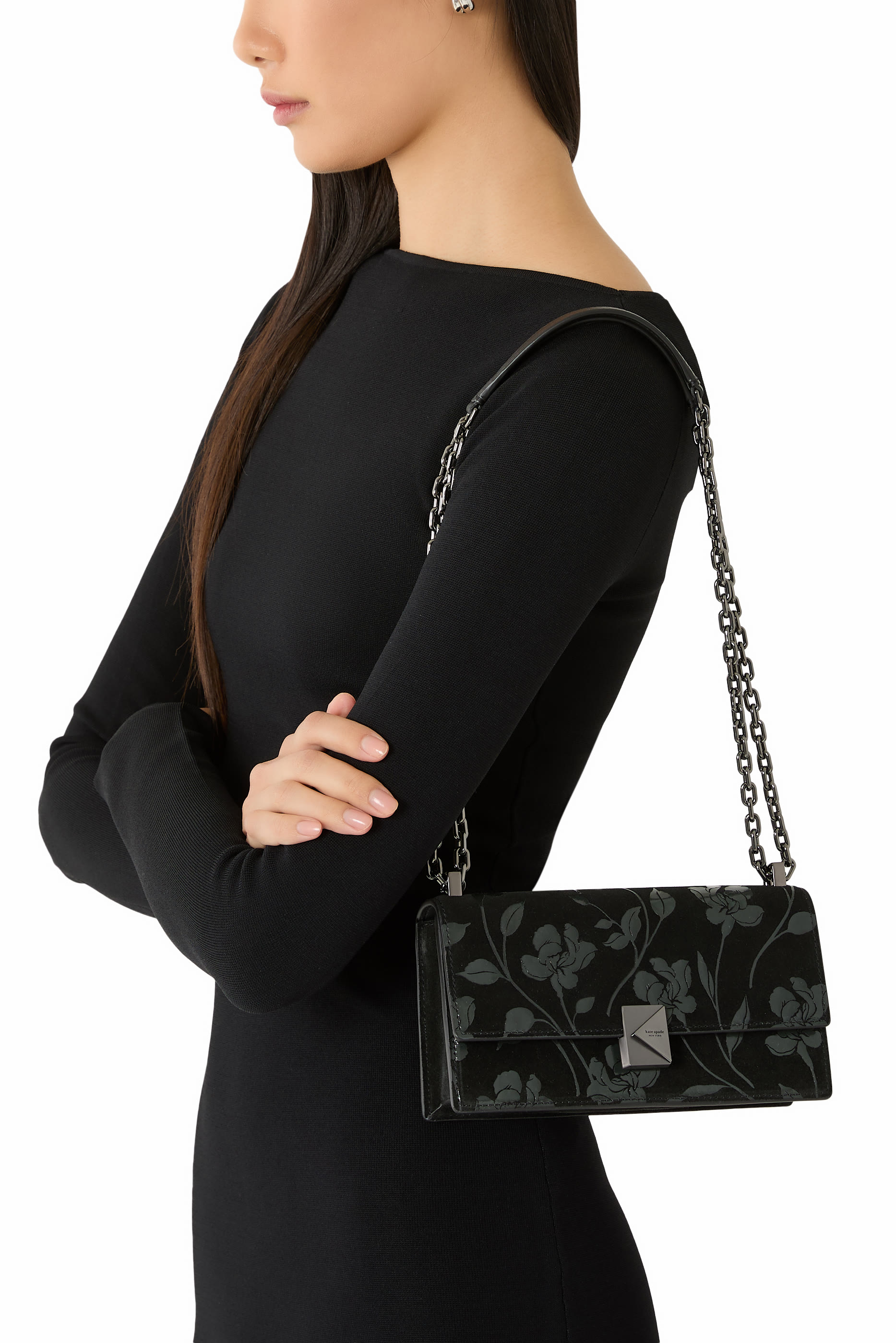 Deco Suede Shoulder Bag 