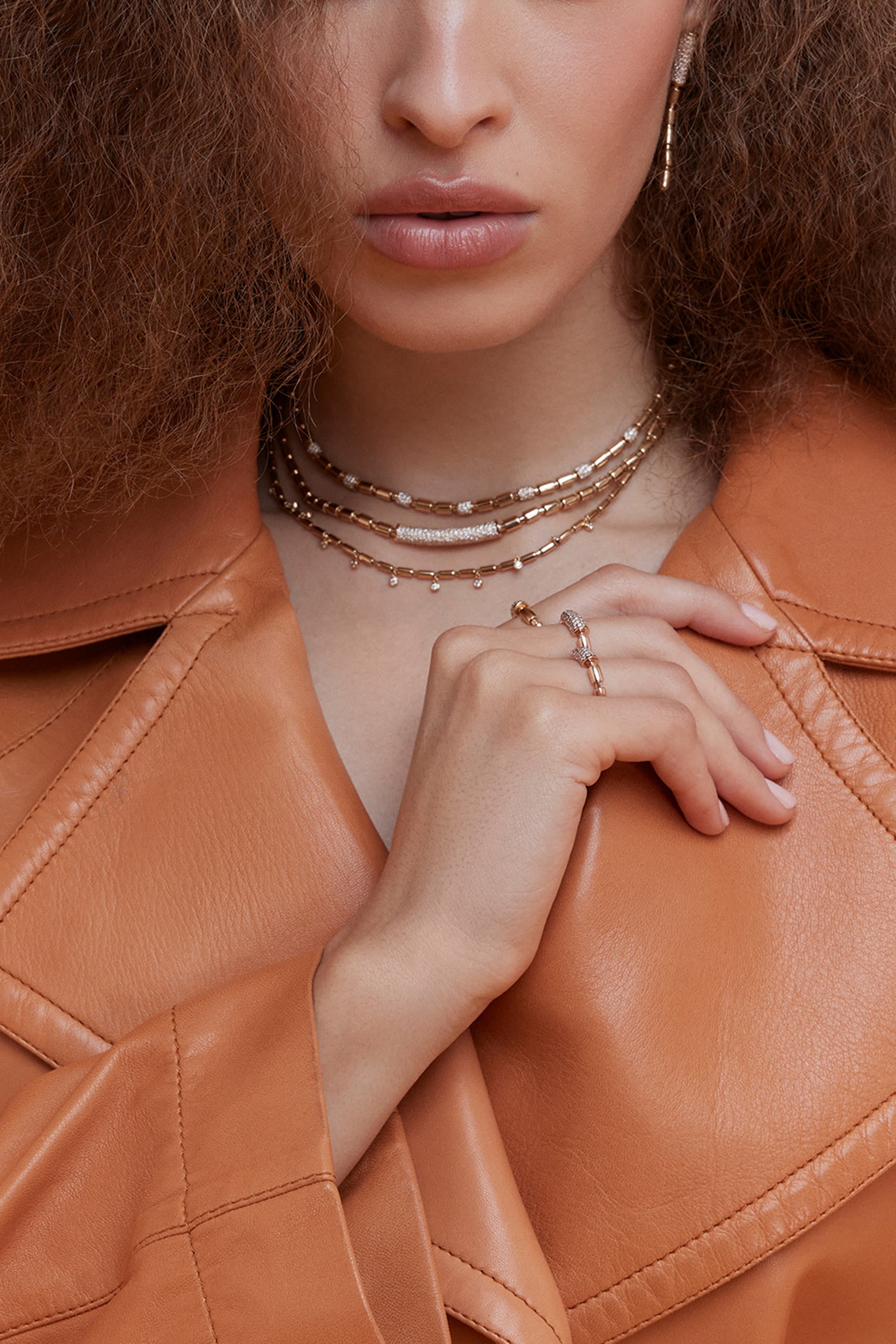 Nile Iteru Scattered Necklace, 18k Rose Gold & Dimaonds