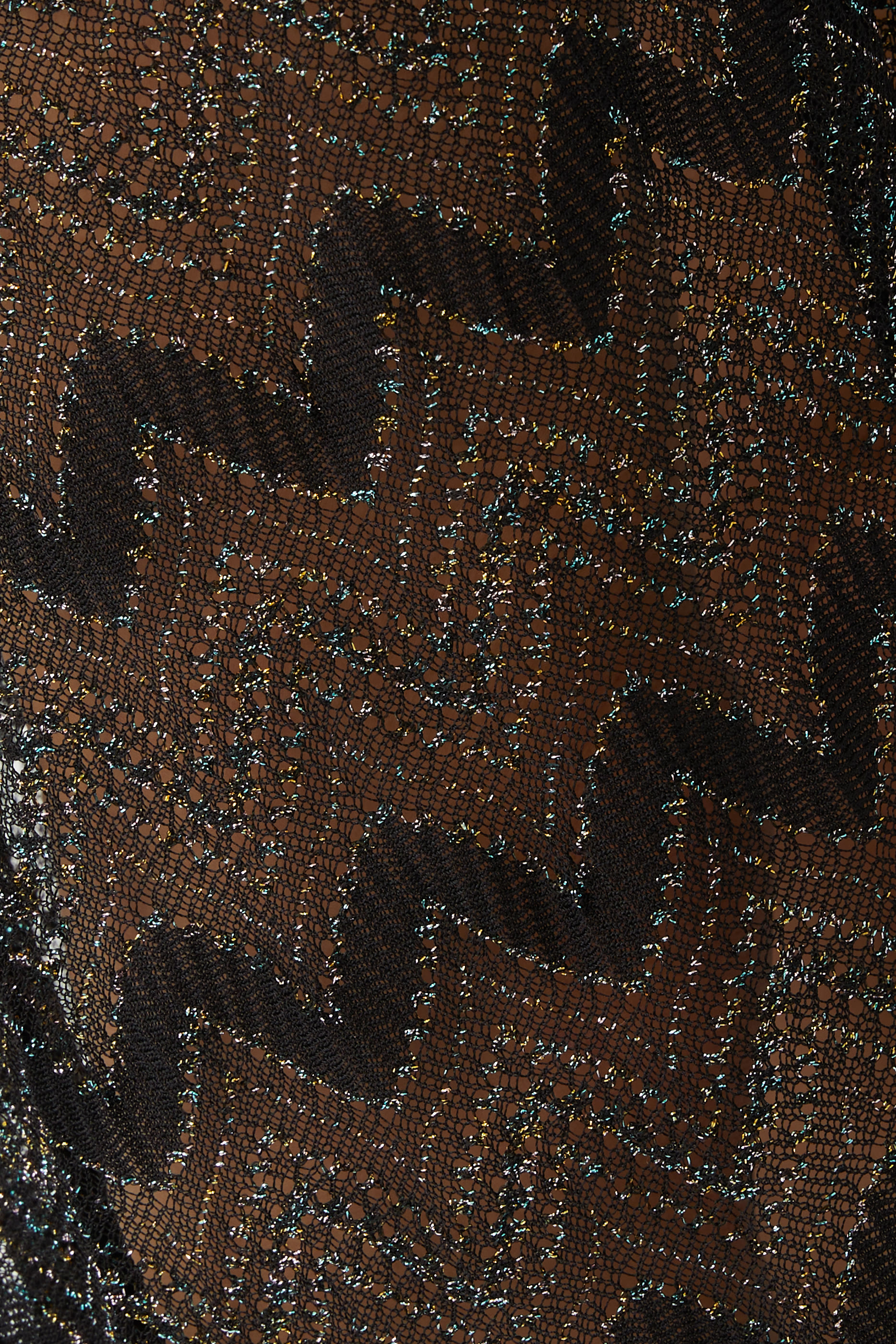 Mare Chevron Lace Raschel Long Sleeve Maxi Coverup