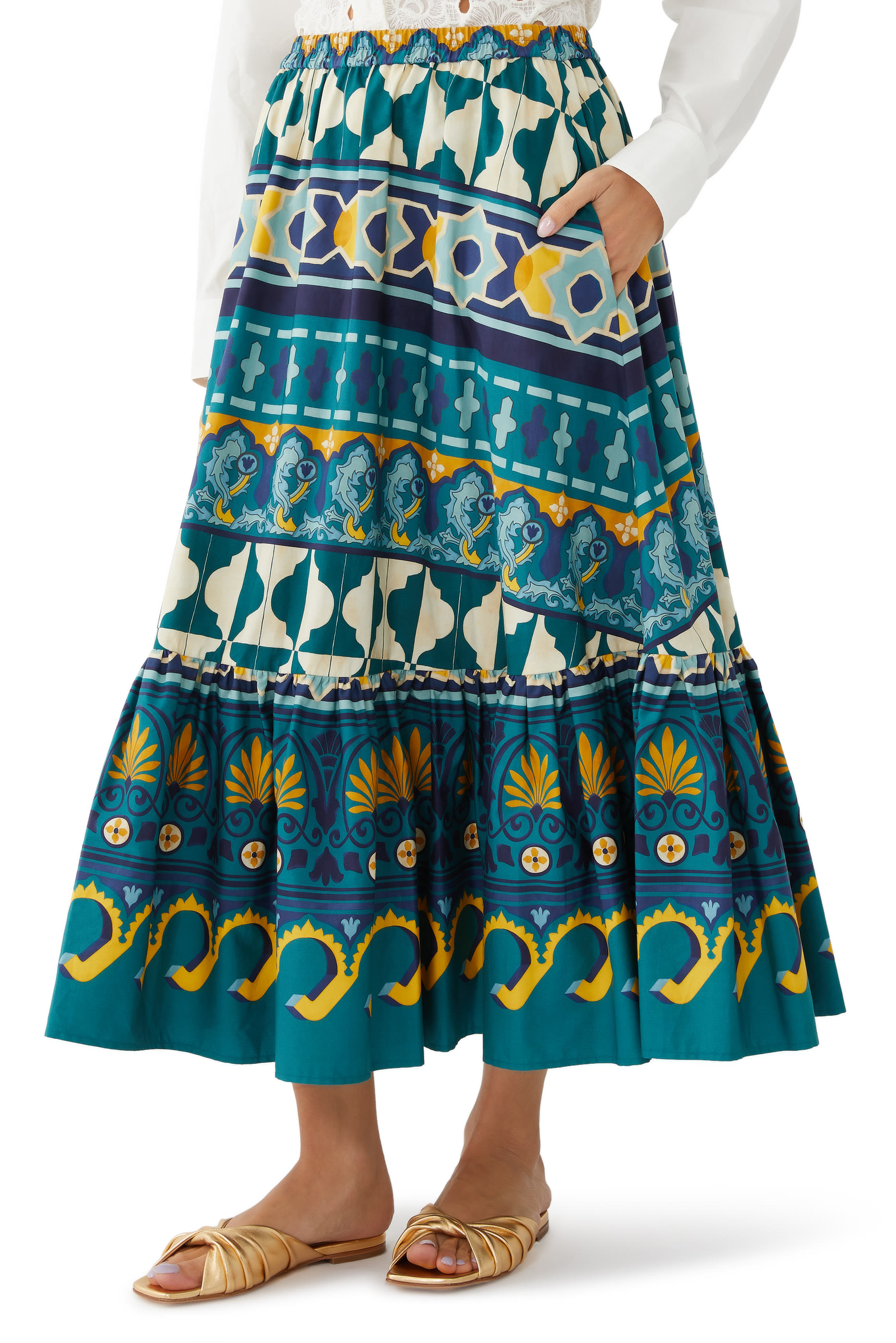 Sunset Casareale Plac&egrave;e Emerald Skirt