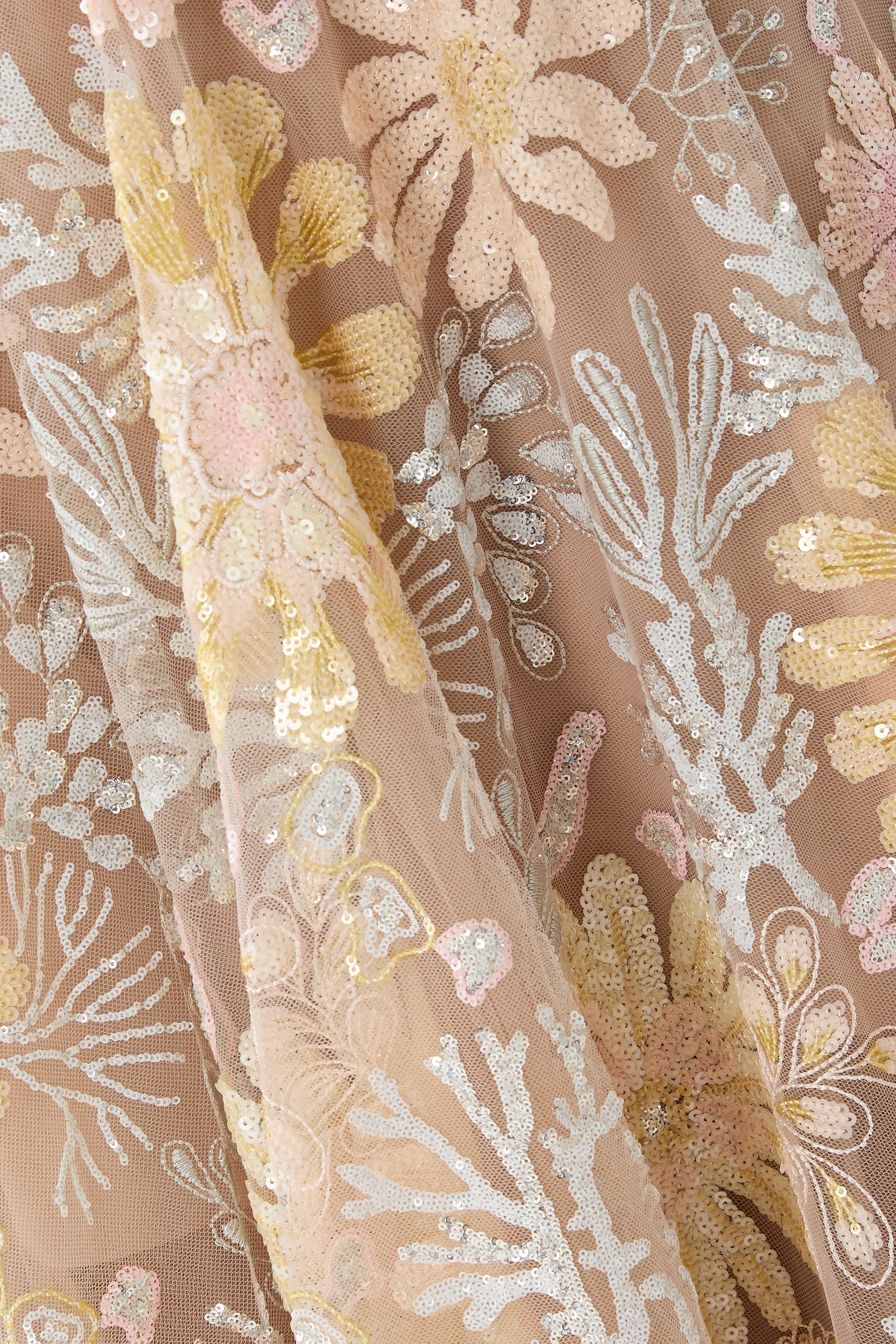 Midnight Embroidered Floral Gown