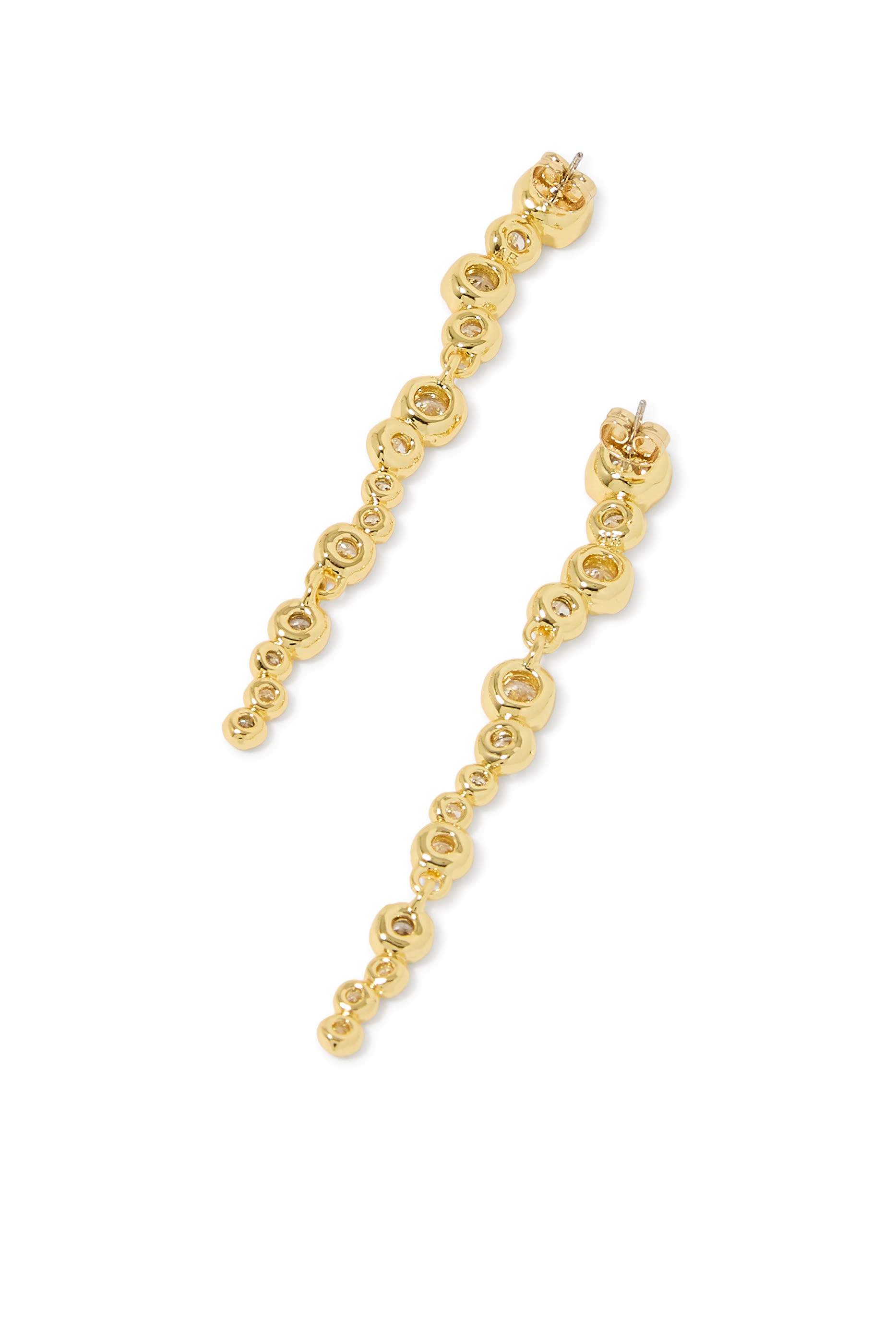 Asterales Cascading Earrings, 14k Gold Plated Brass & Cubic Zirconia