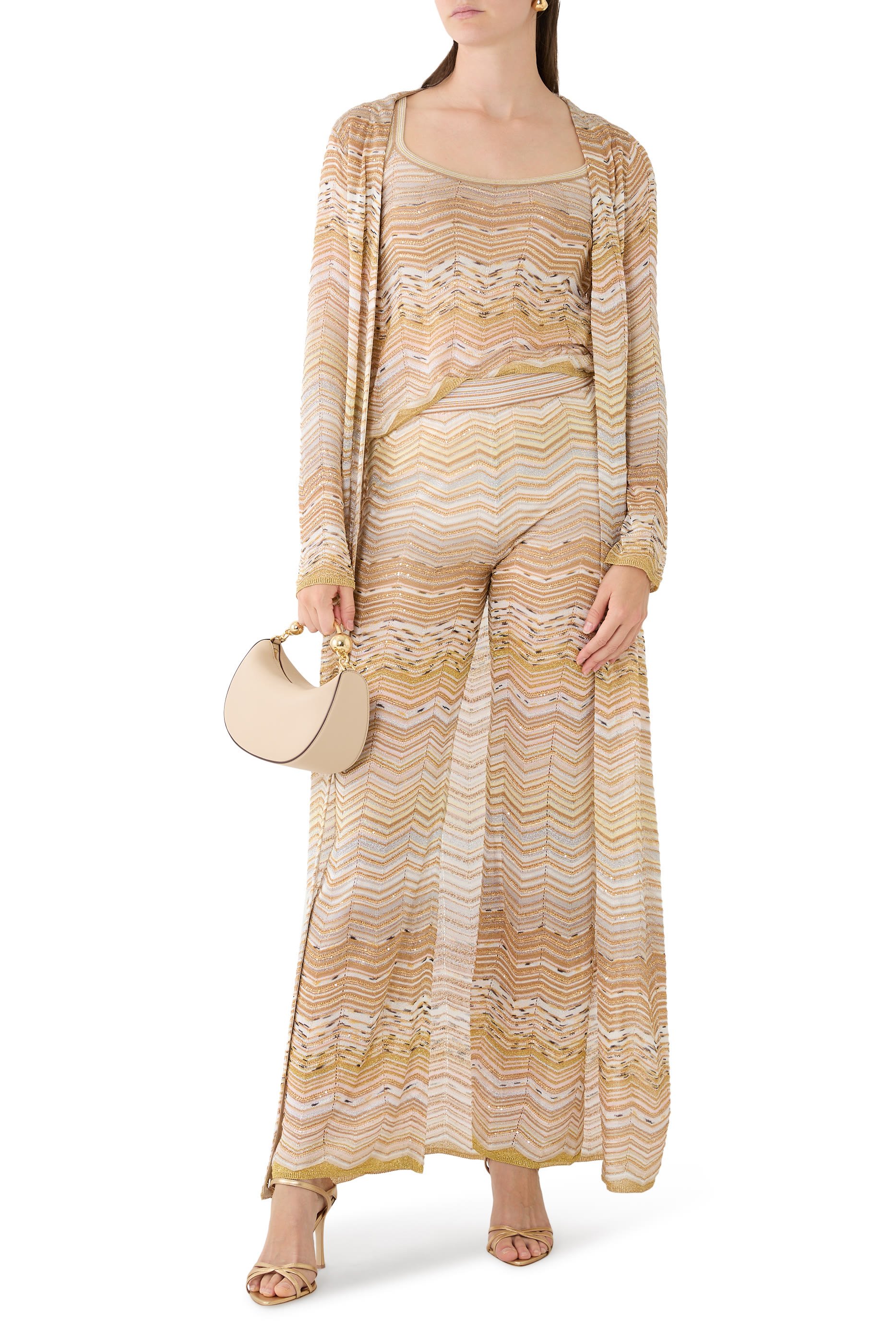 Chevron Pattern Sequin Long Cardigan