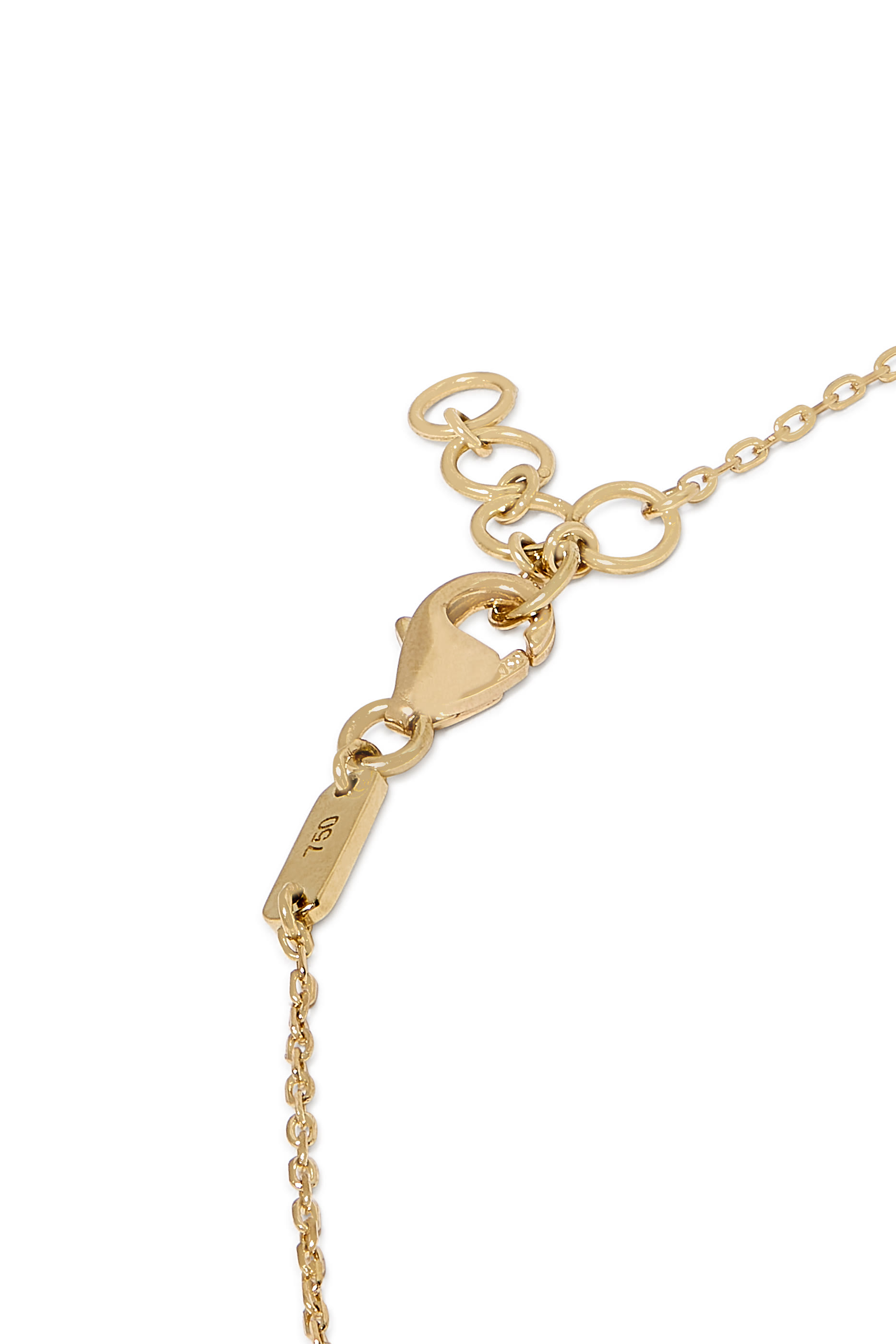 Kids Tiny Bling Heart Letter 'Meem' Necklace, 18K Yellow Gold & Enamel
