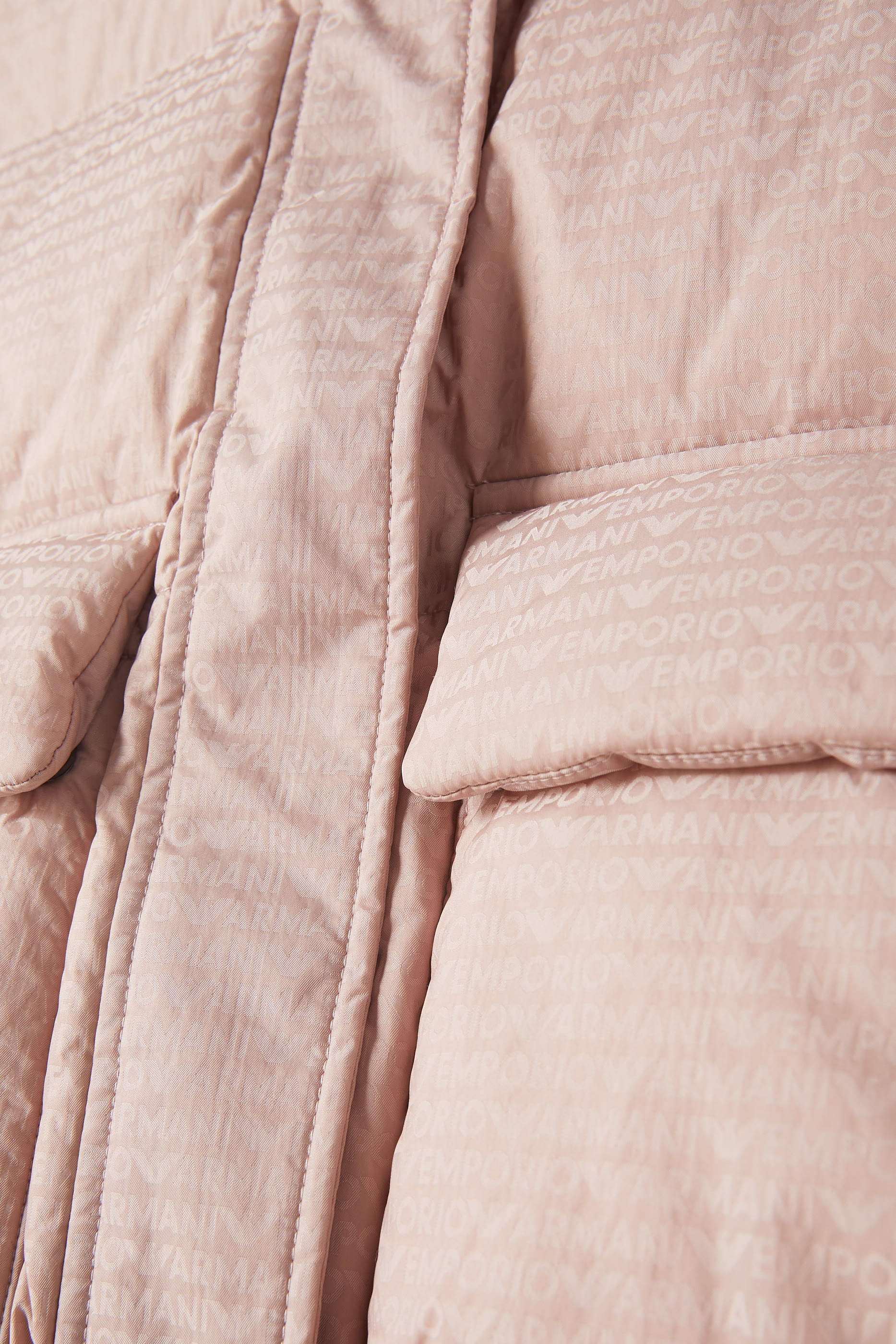 Kids Puffer Hoodie Long Micro EA Text Logo