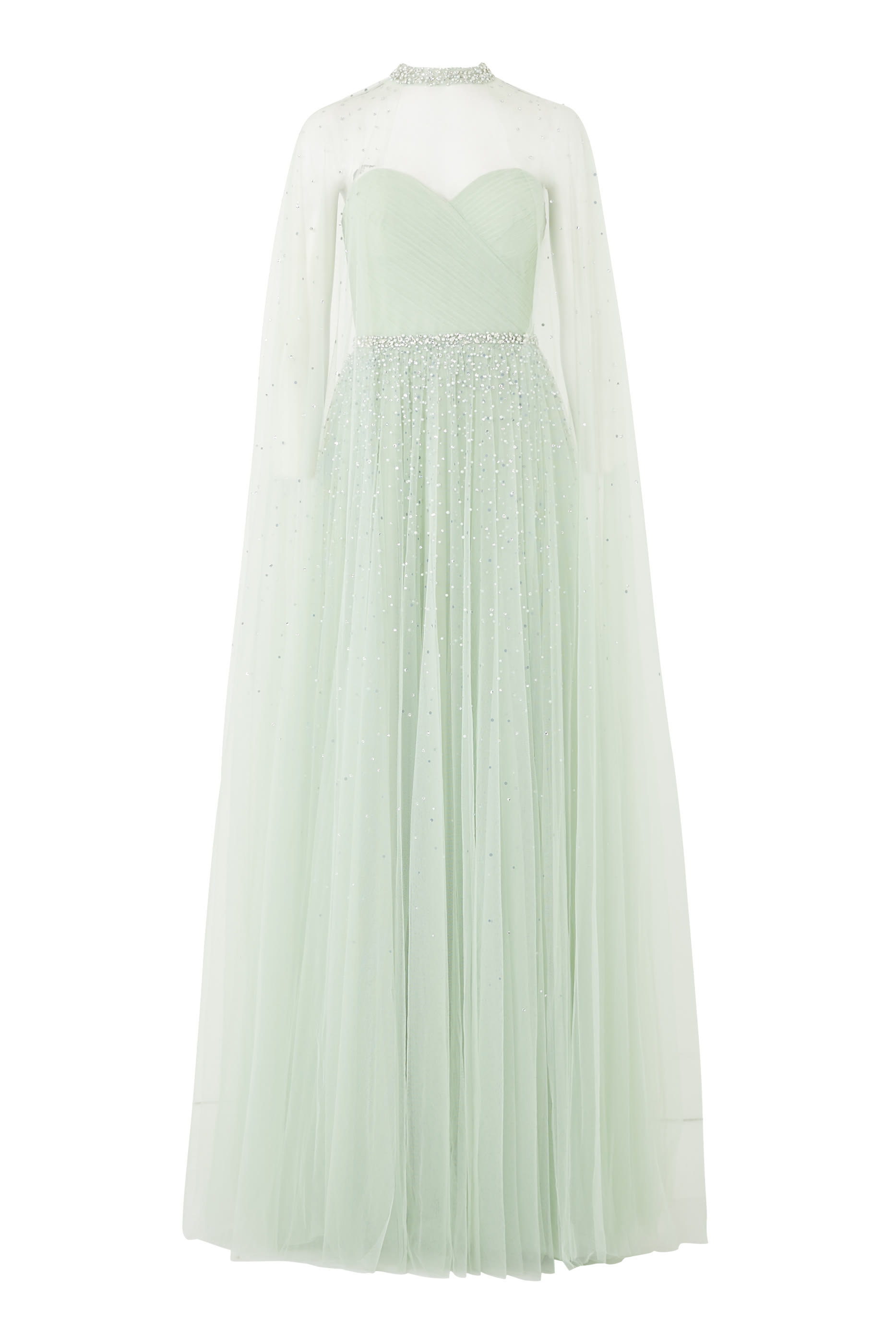  Beaded Gown with Detachable Cape