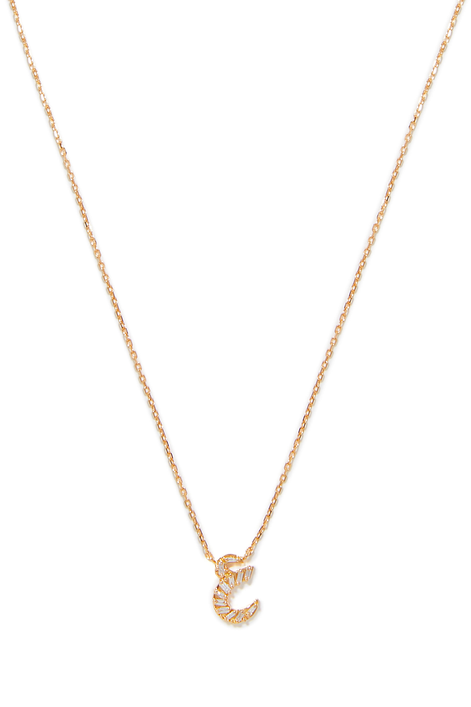 Oula Letter Necklace, 18k Yellow Gold & Diamonds