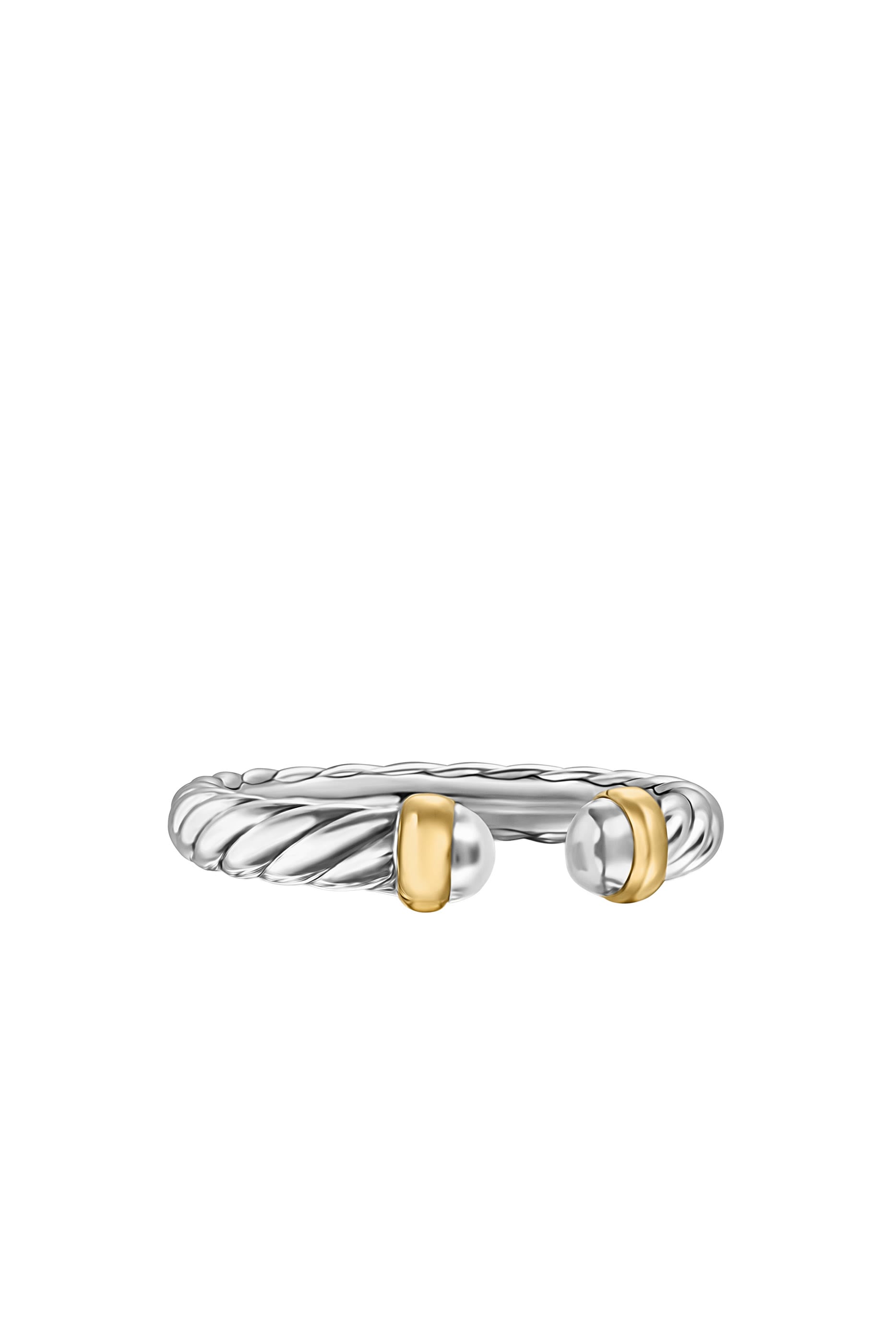 Petite Cable Open Ring,  Sterling Silver with 14K Yellow Gold