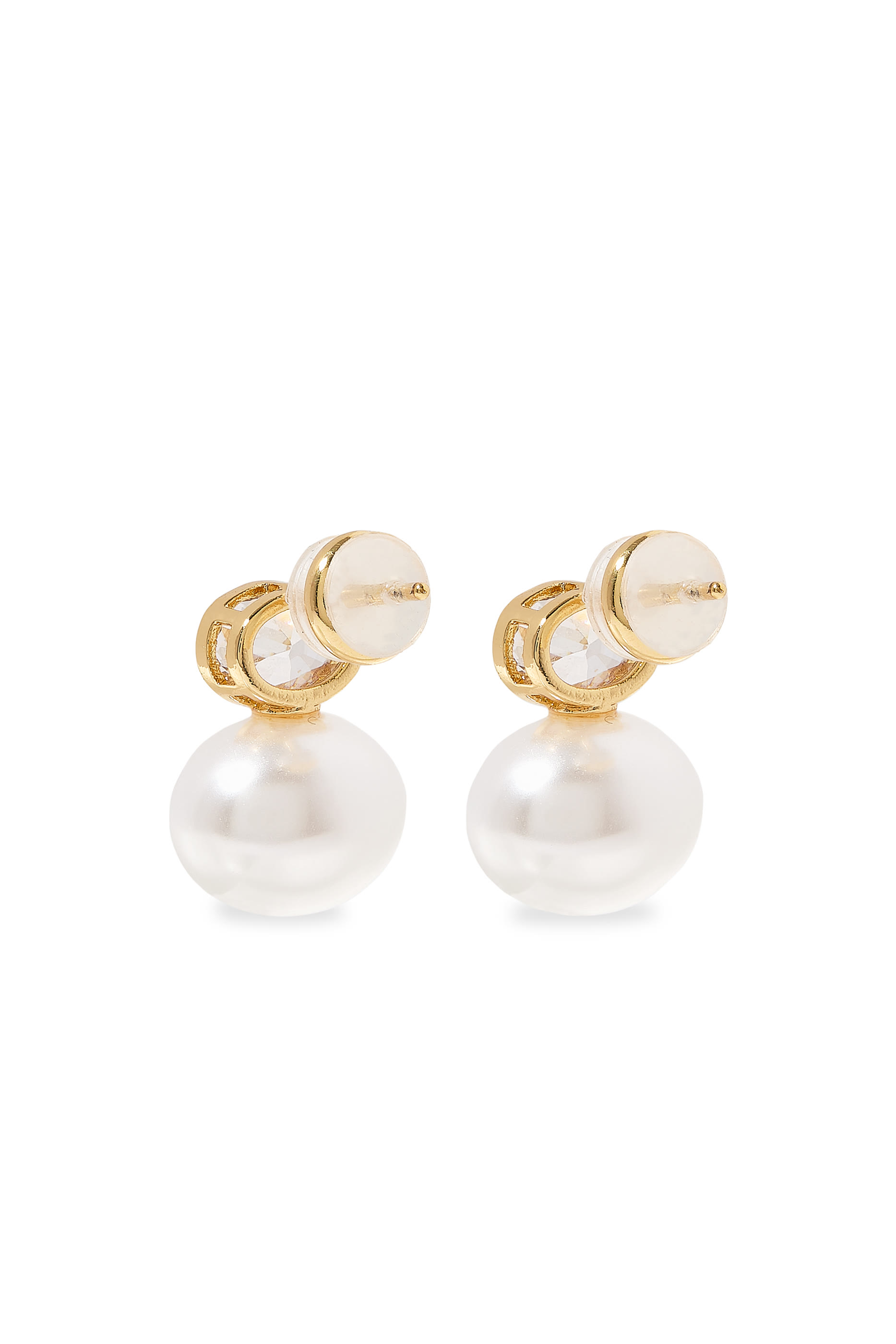 Bezel Pearl Drop Earrings, 14k Vermeil on Sterling Silver & Freshwater Pearl