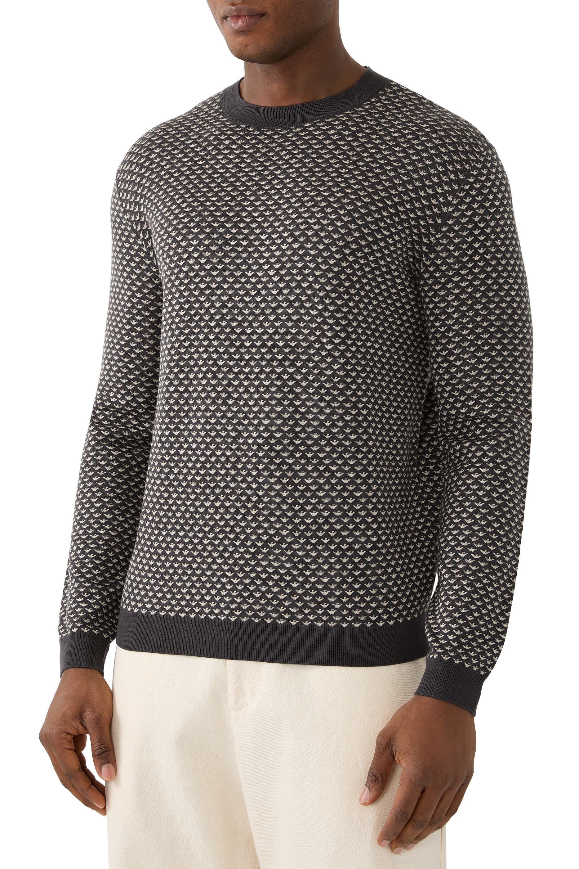 All-Over Eagle Logo Jacquard Sweater