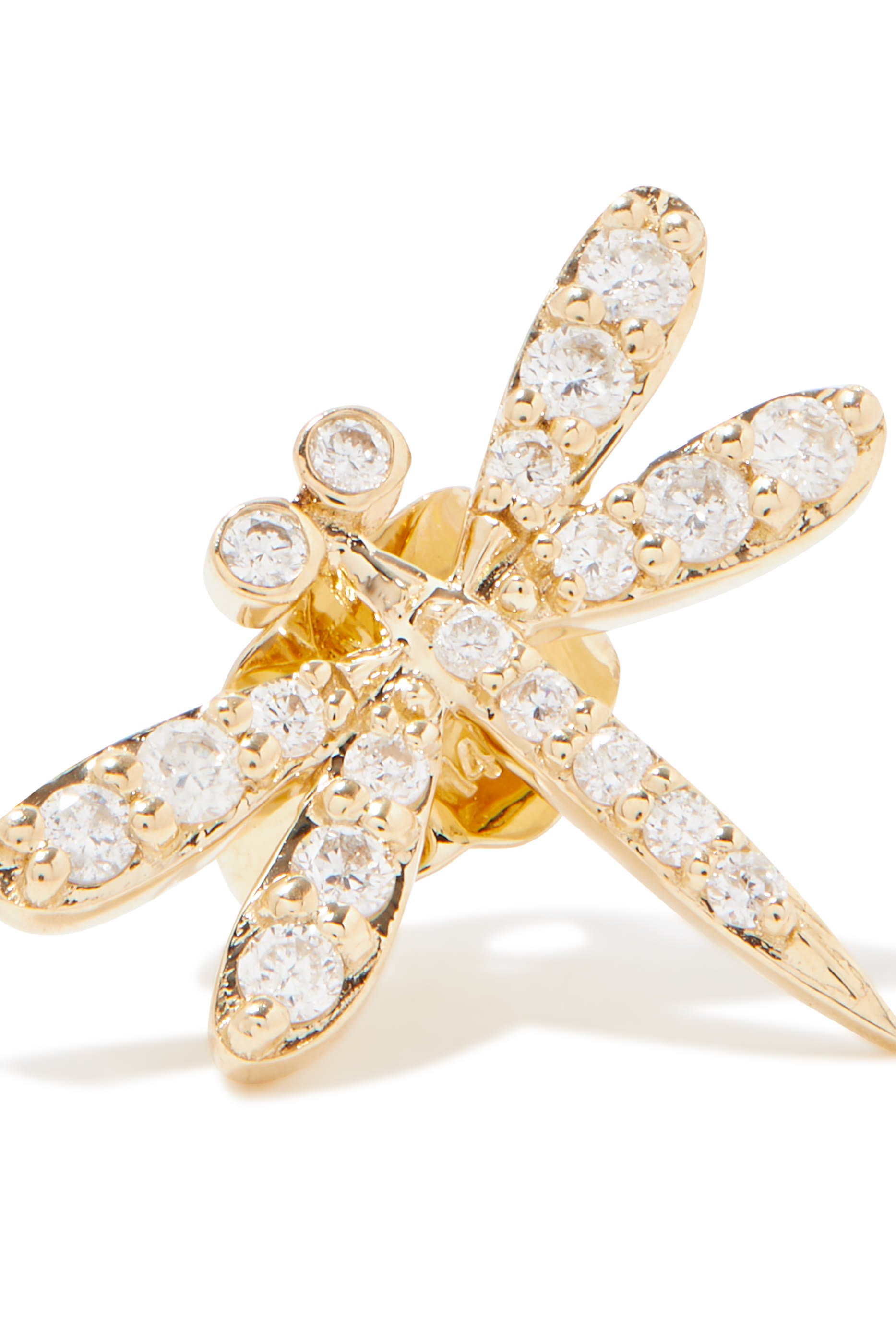 Diamond Dragonfly Single Stud Earring