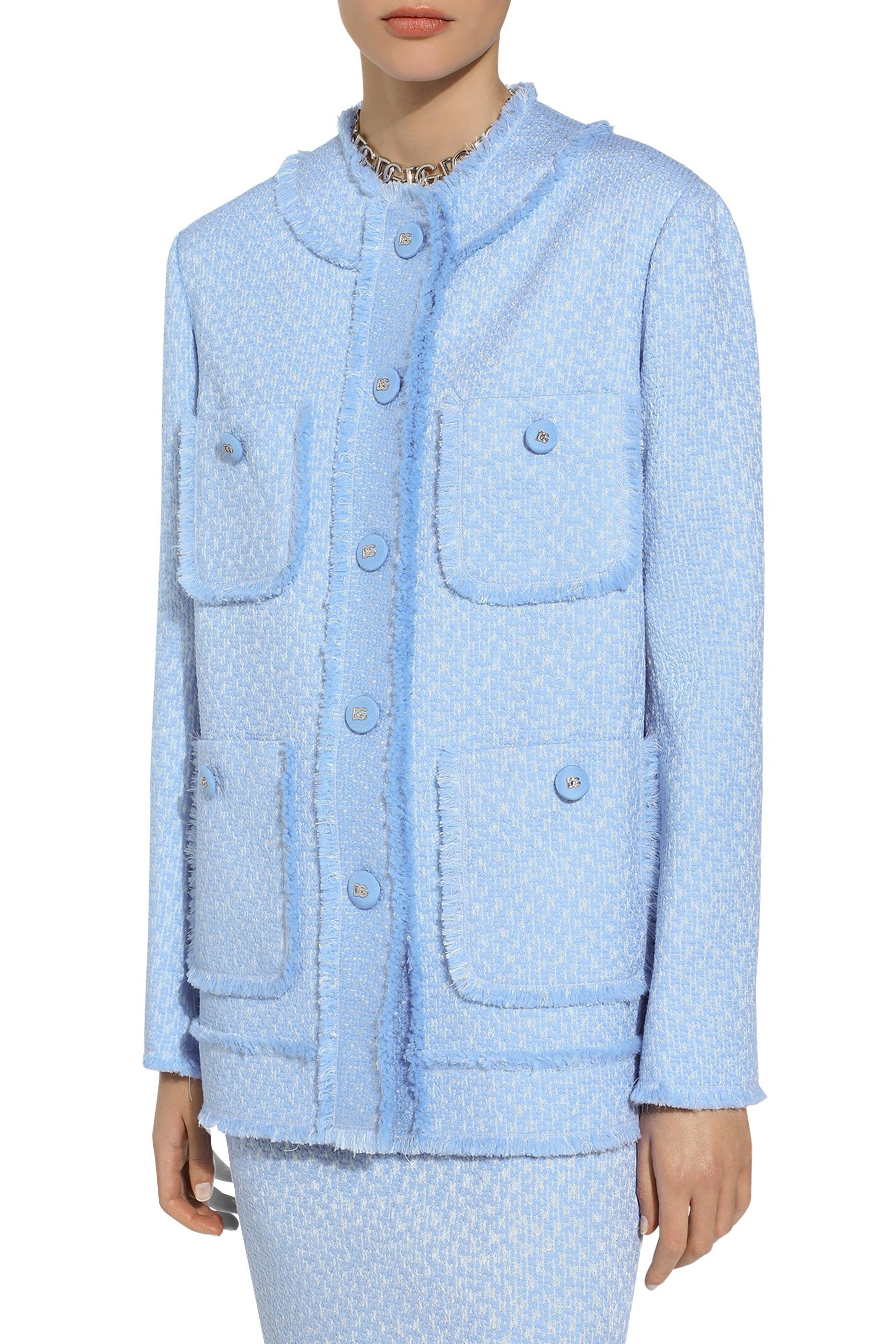 Single-Breasted Raschel Tweed Jacket