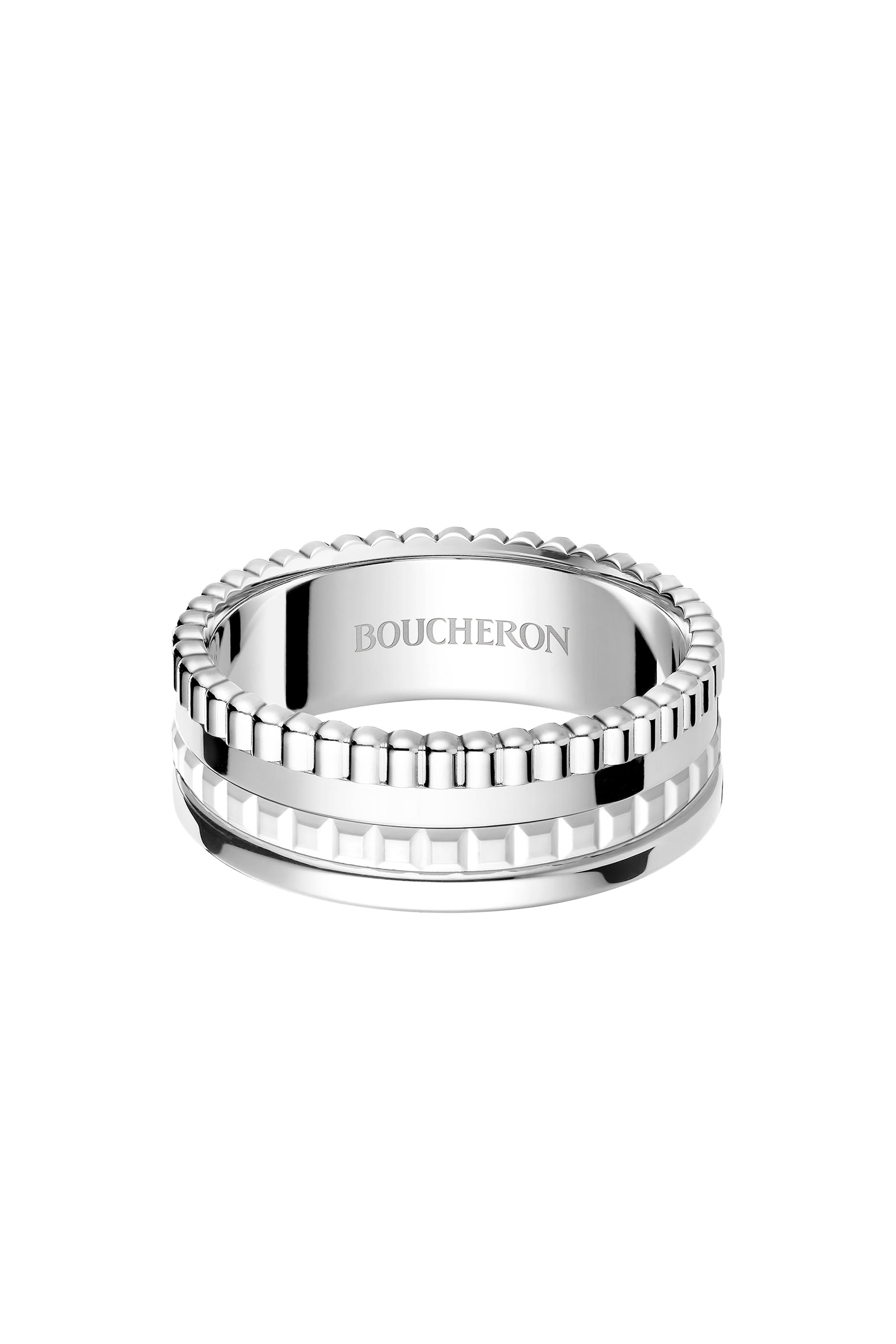 Quatre Double White Edition Small Ring, 18k White Gold