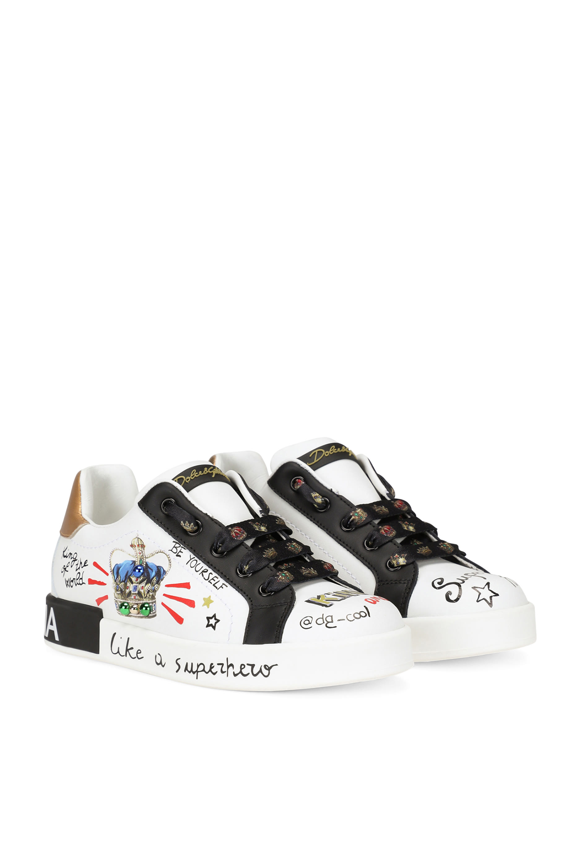 Kids DG King Calfskin Portofino Sneakers