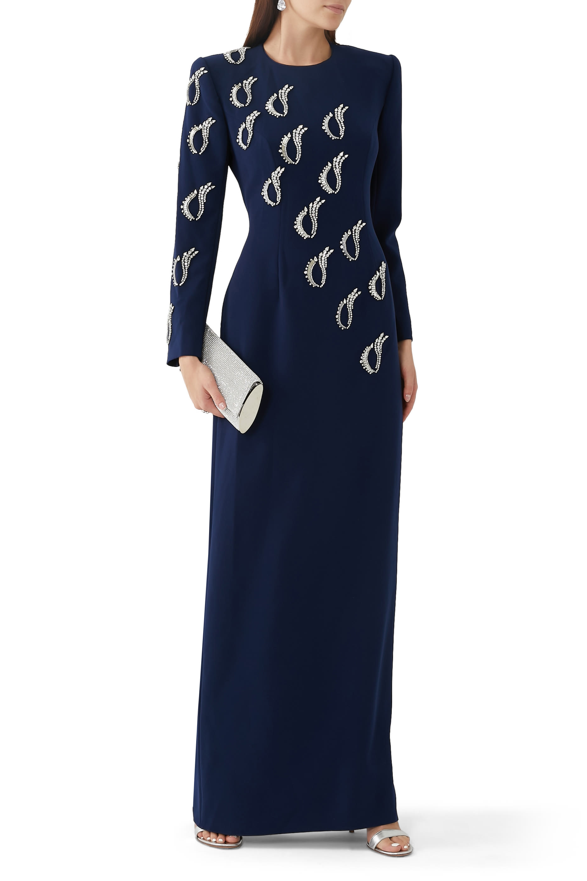 Embellished Long Sleeves Gown