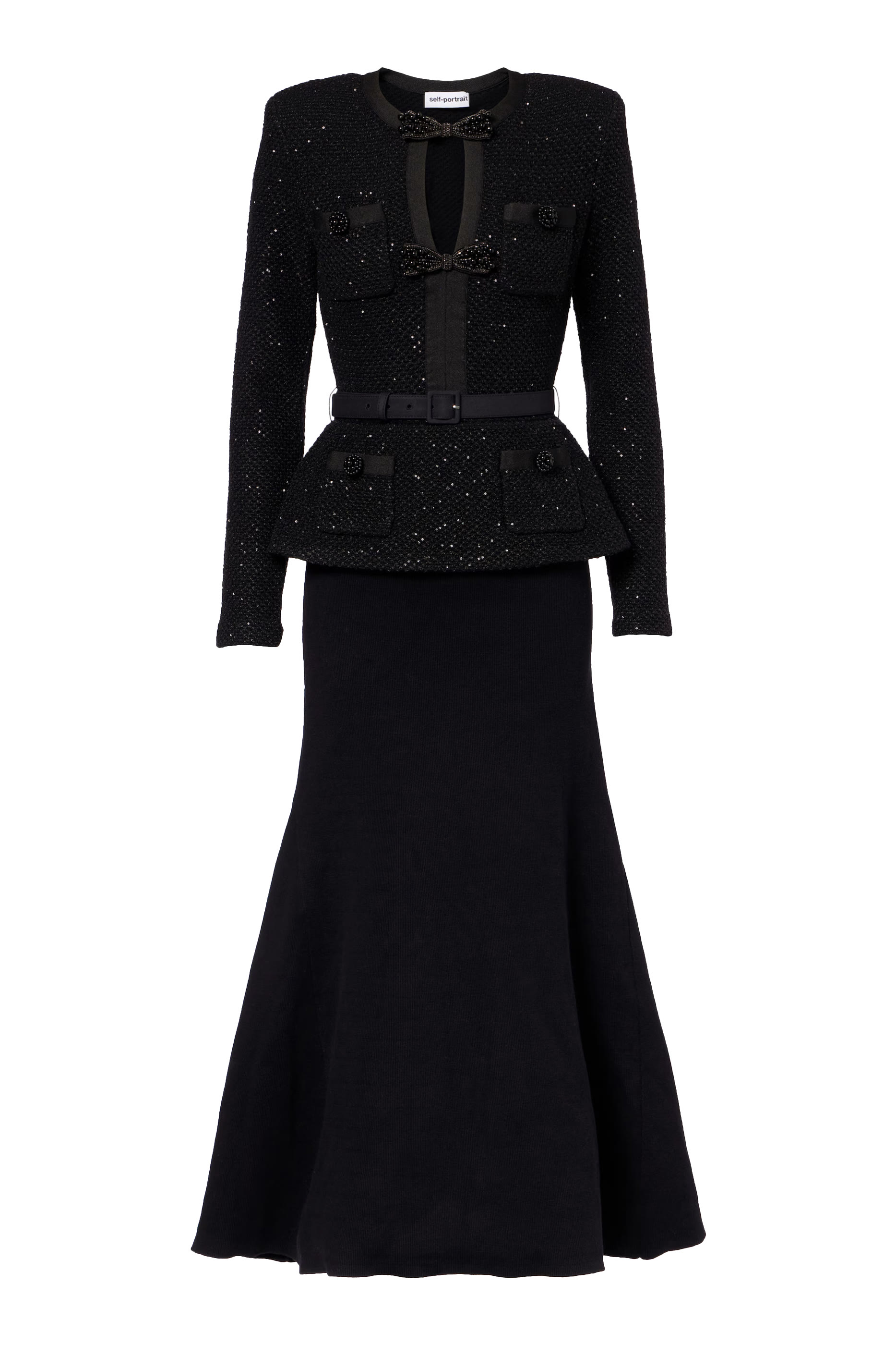 Sequin Knit Tailored Midi Dress