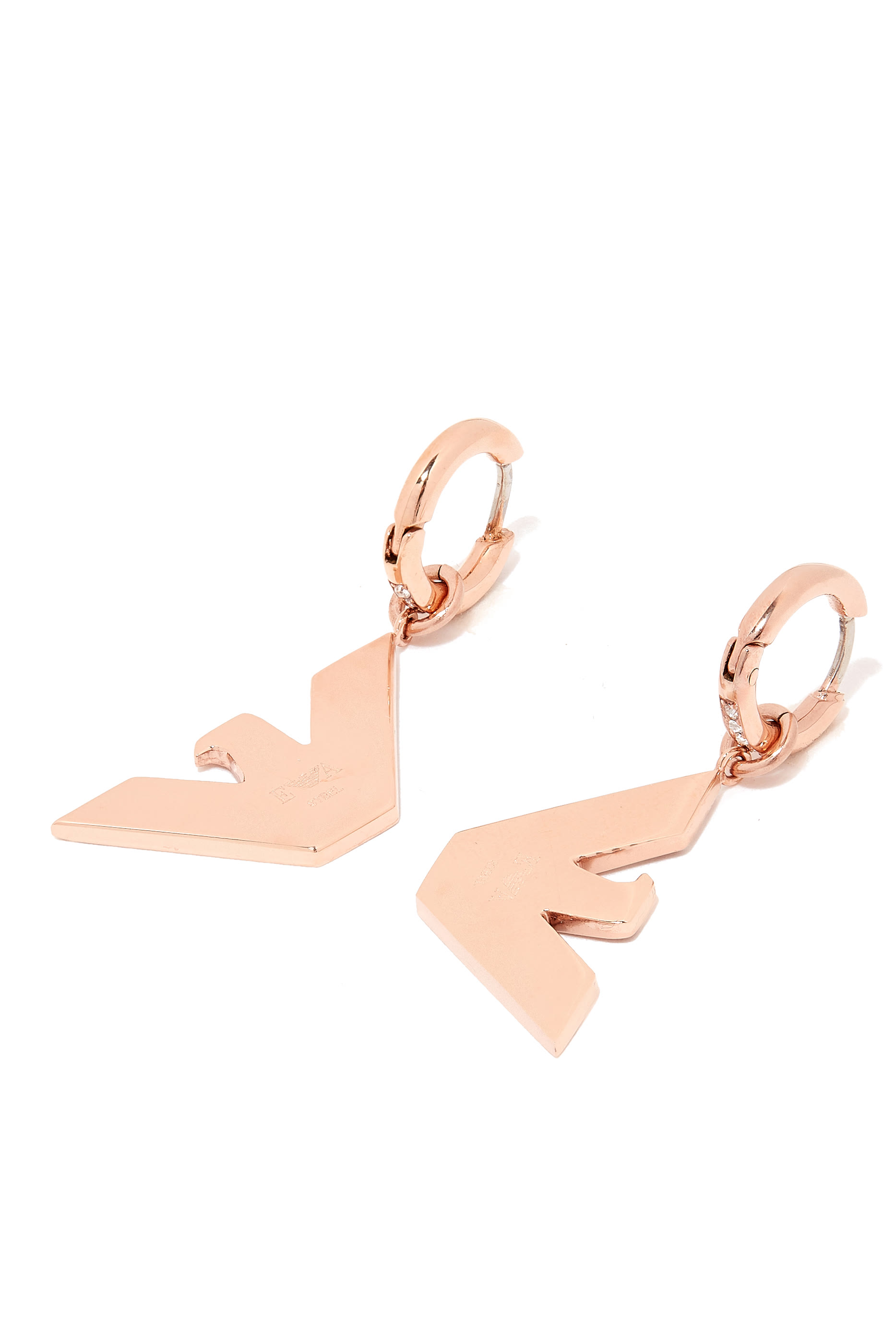 Eagle Logo Earrings, Stainless Steel & Crystals