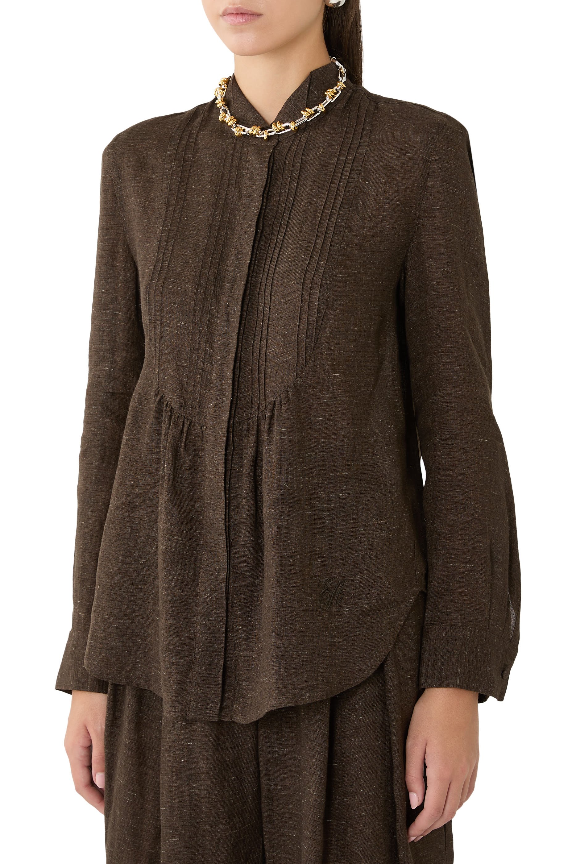  Icon Linen Chambray Shirt with Plastron