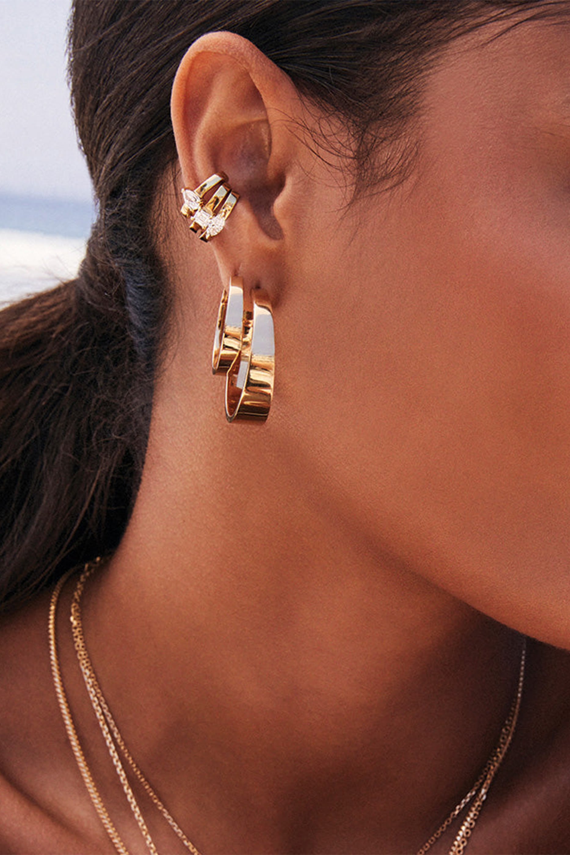 Large Meryl Hoops, 18k Yellow Gold