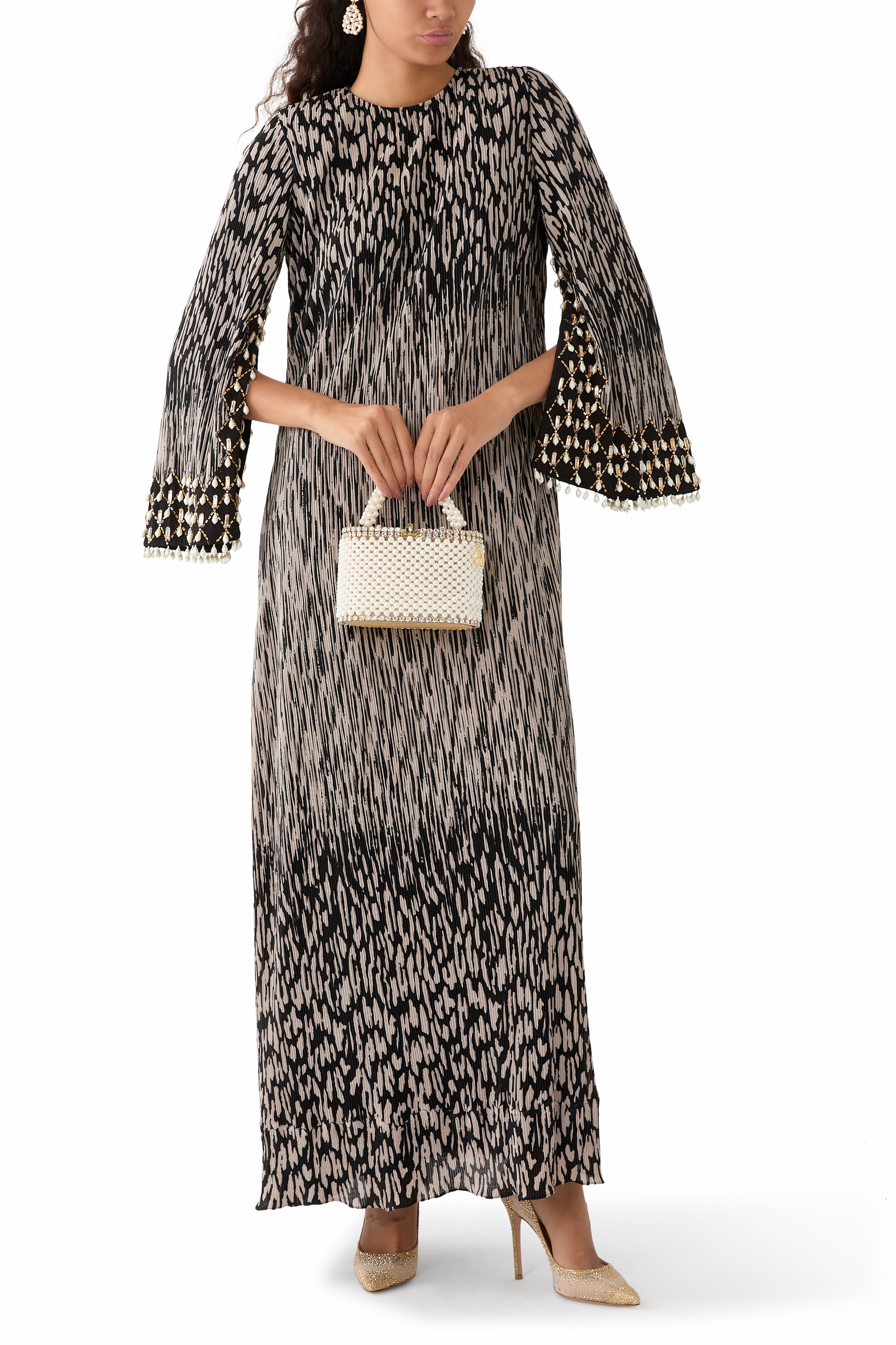 Crinkle Crystal Work Dress