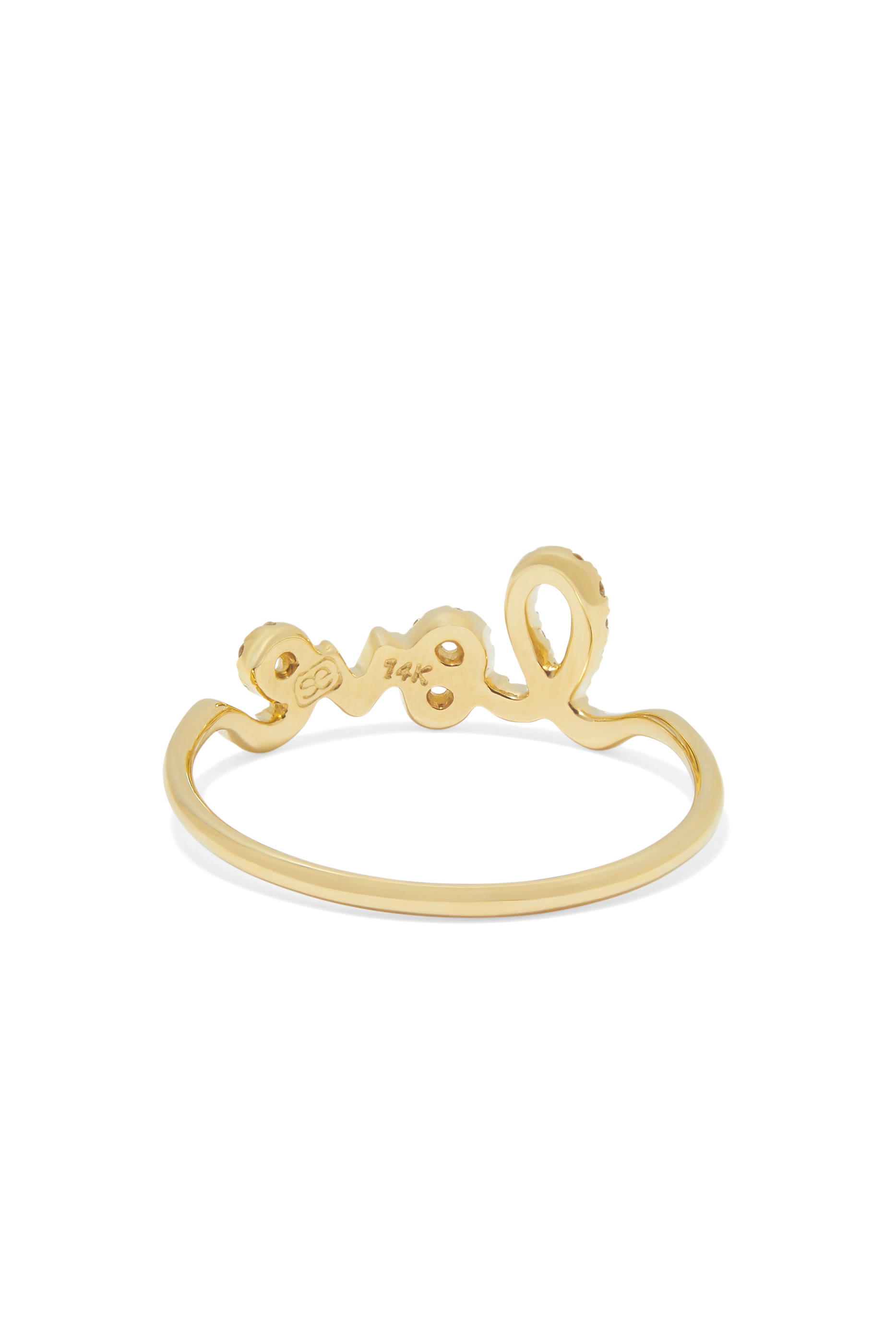 Love Script Ring, 14k Gold & Diamond