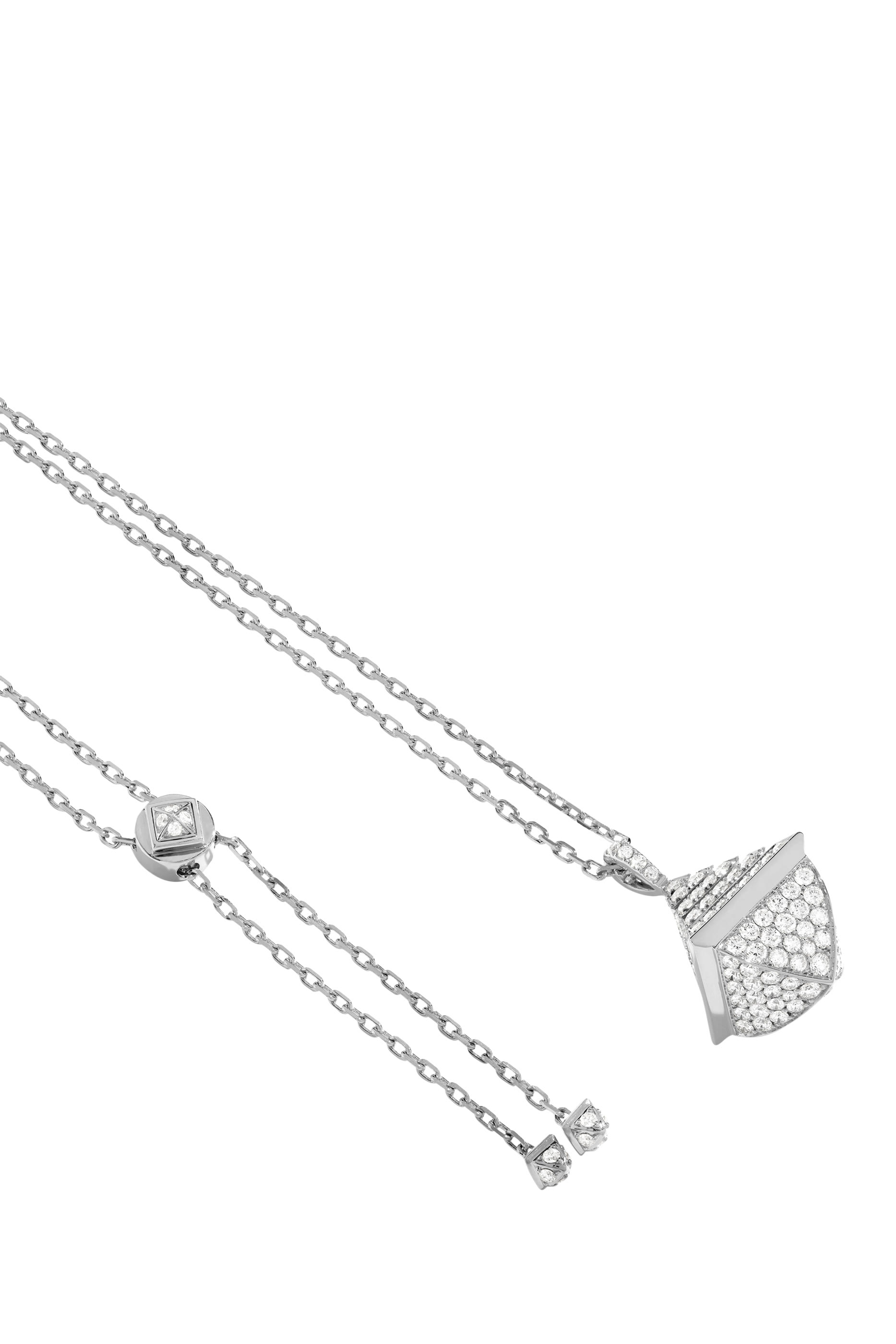 Cleo Midi Rev Pendant, 18k White Gold with Full Diamonds
