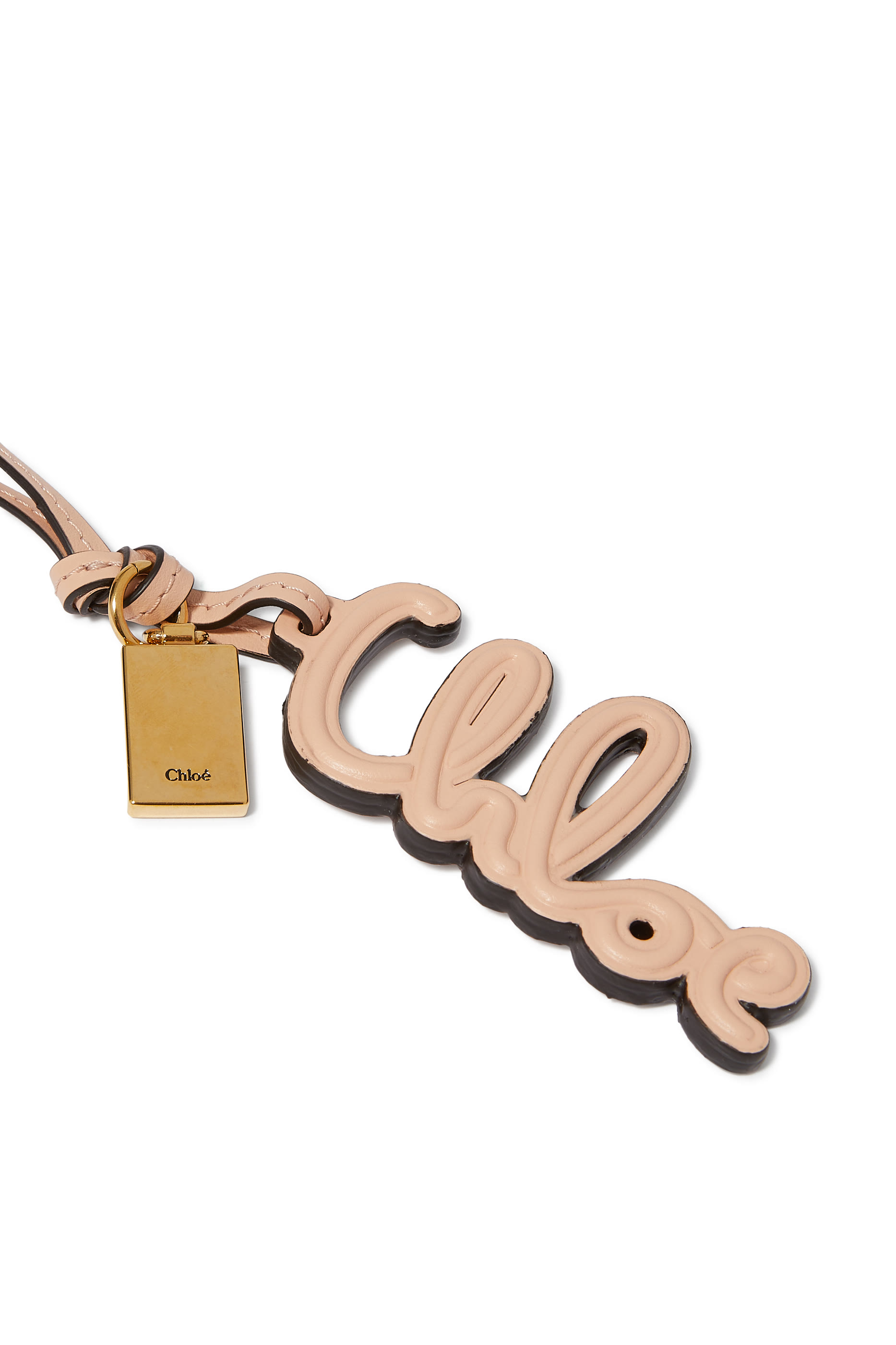 Logo Bag Charm in Shiny Leather