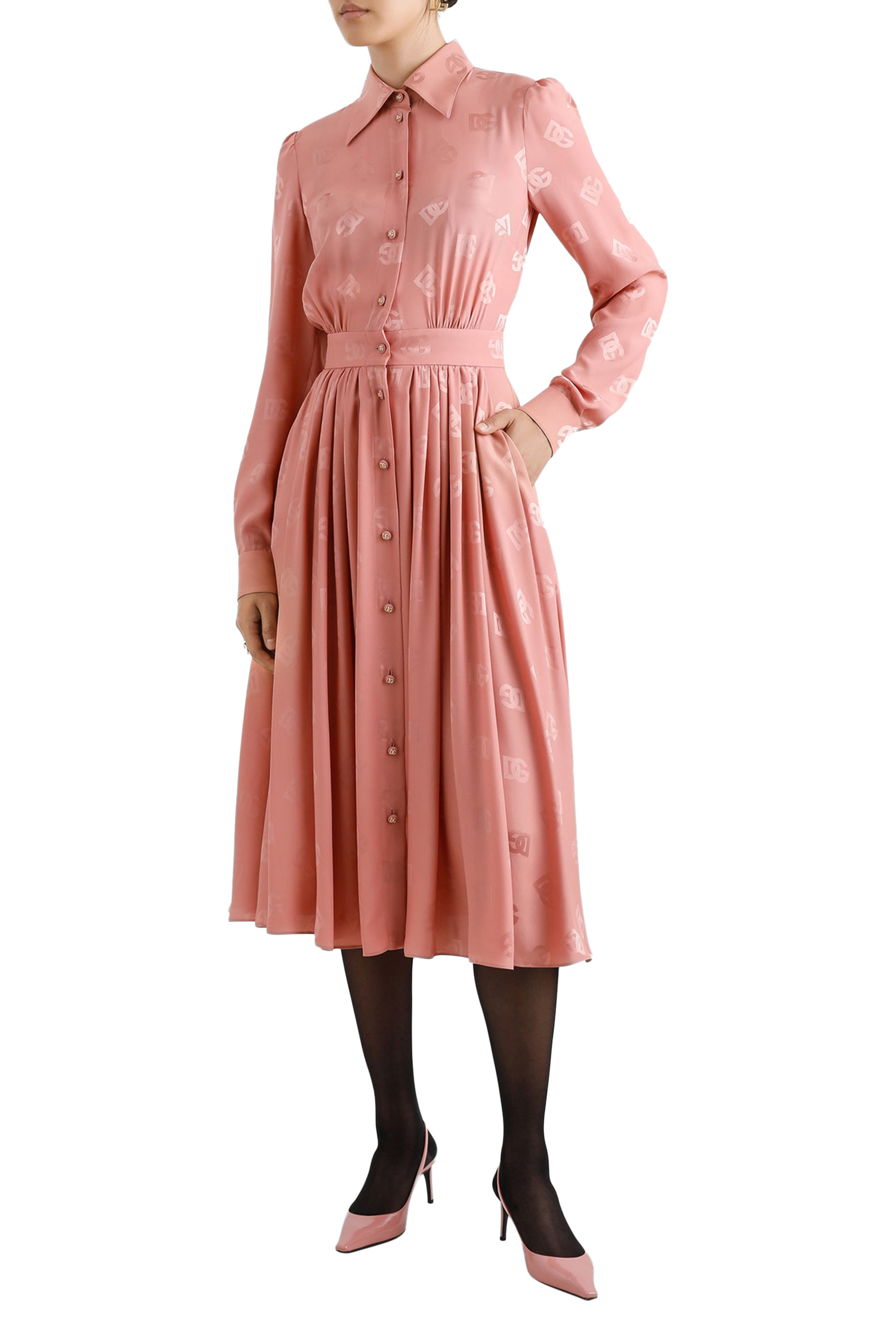 Monogram-Jacquard Midi Dress