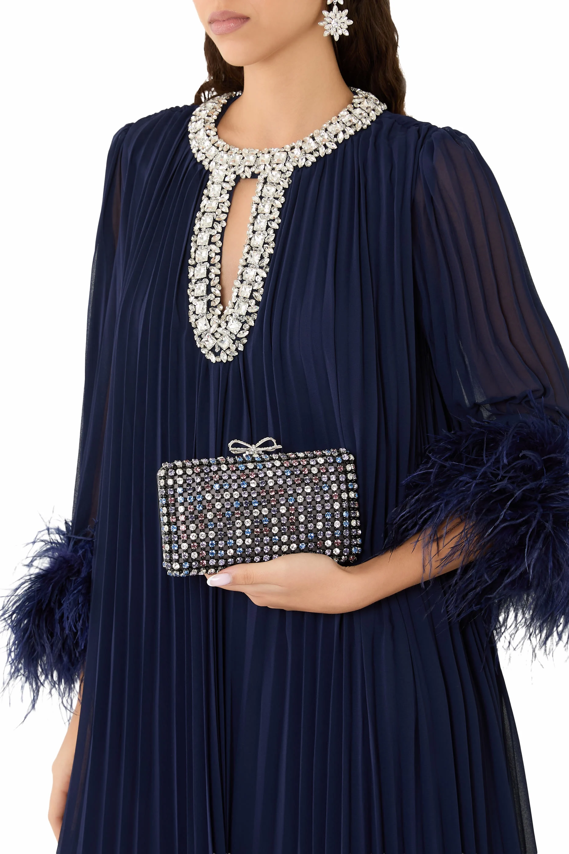 Multi Crystal Chainmail Clutch