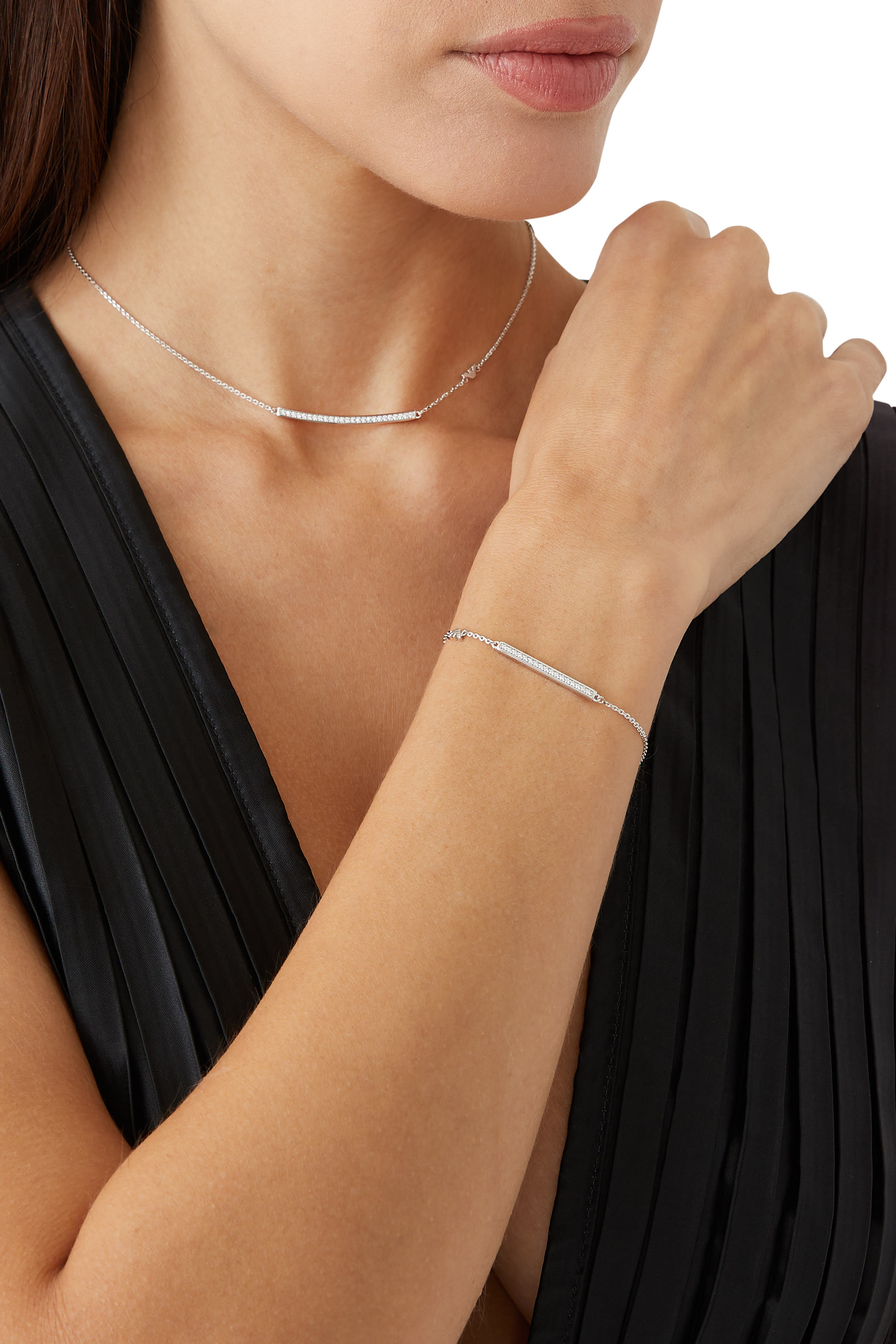 ID Necklace, Sterling Silver  & Cubic Zirconia