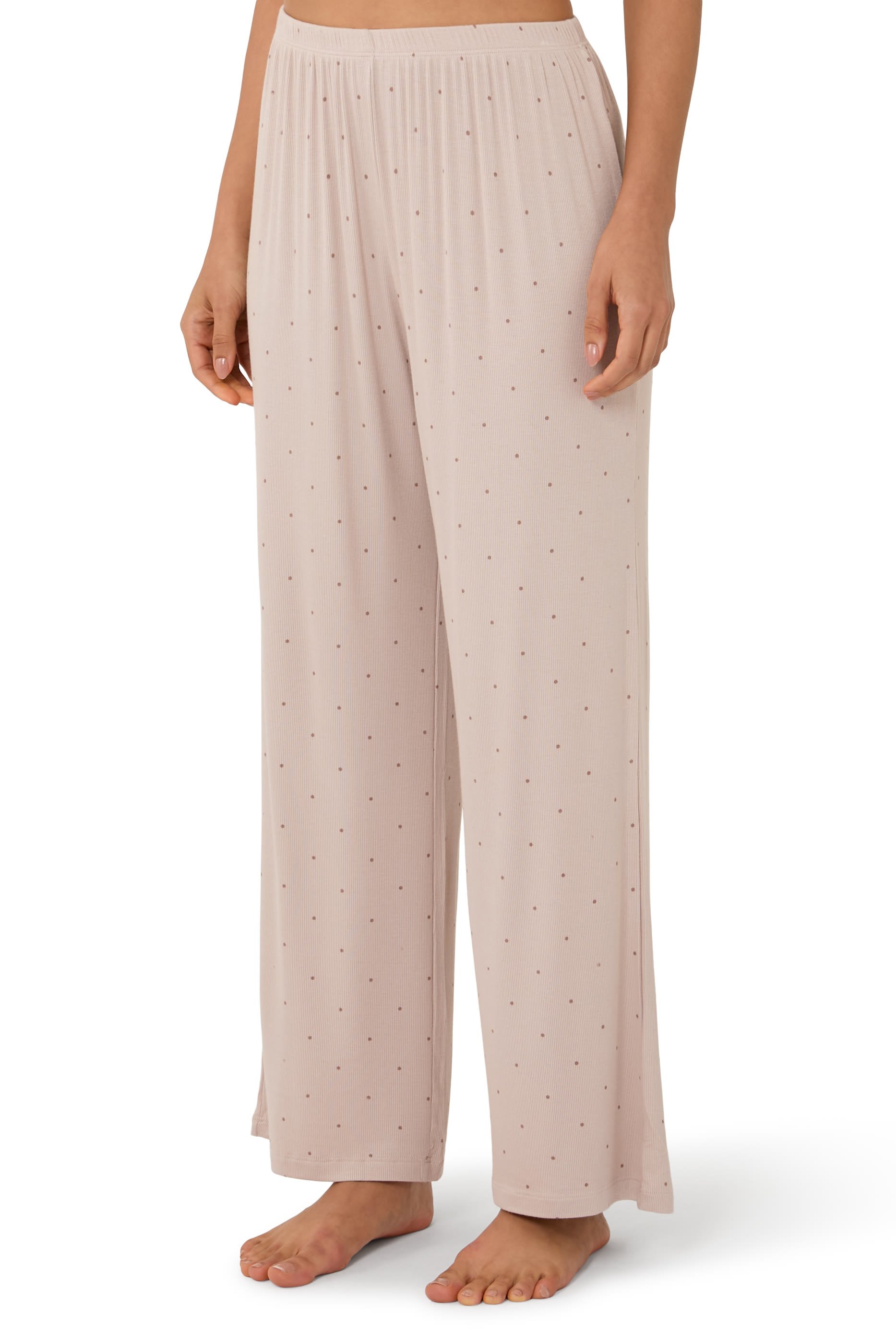Jersey Fine Rib Scoop Neck Dot Pajama Set 