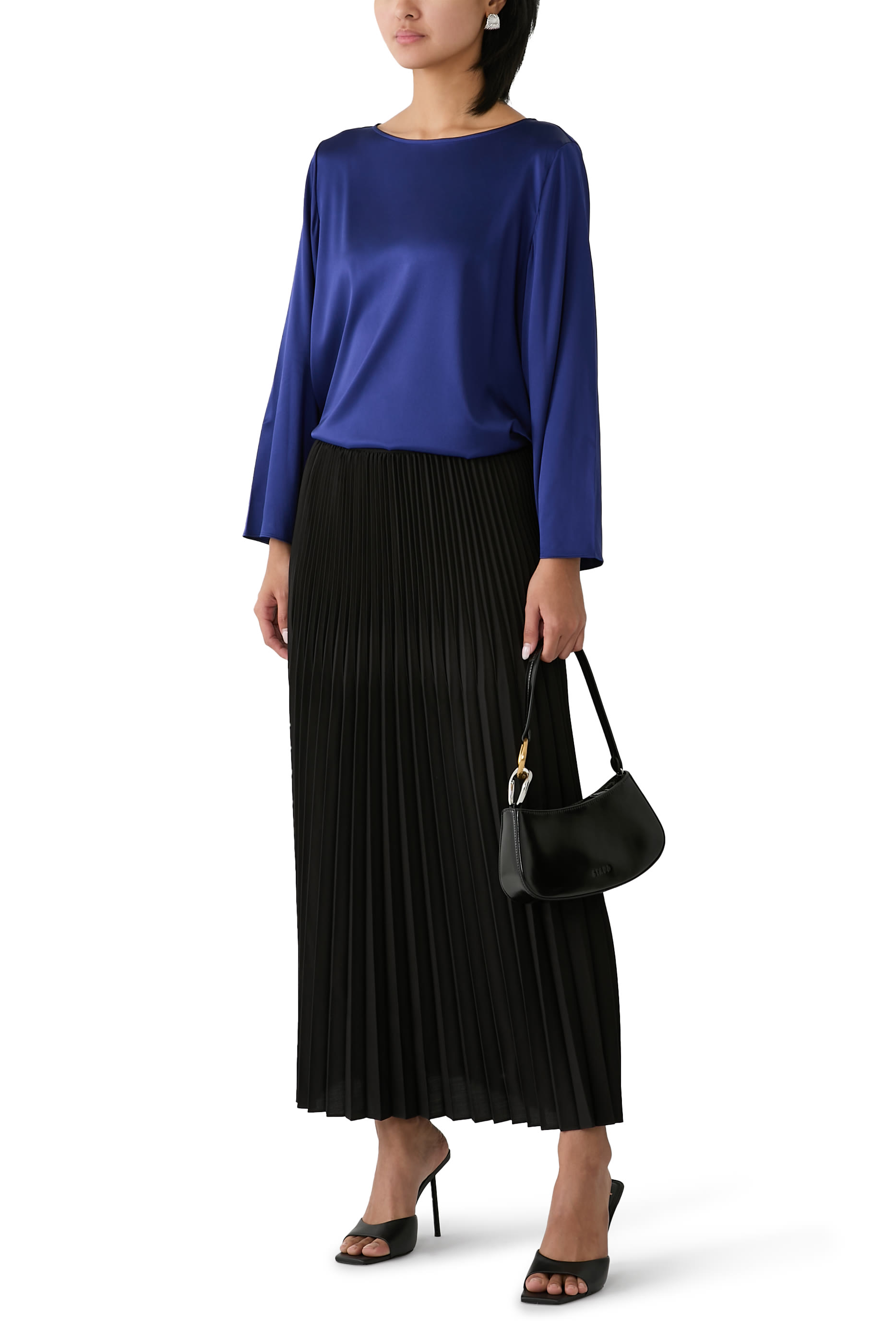 Woven Wool Silk A-Line Skirt