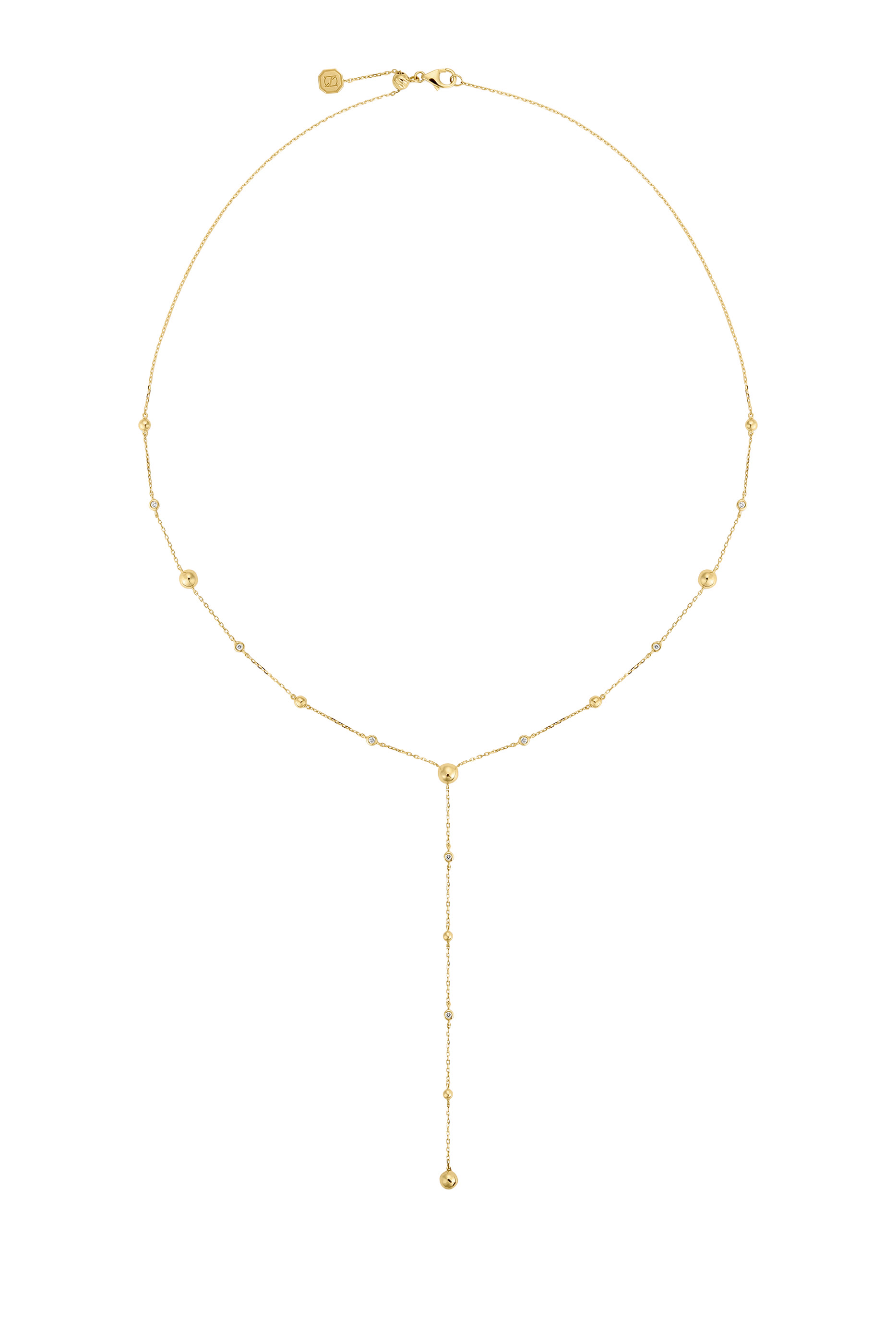 Enishi Lariat Necklace, 18k Yellow Gold with Diamonds