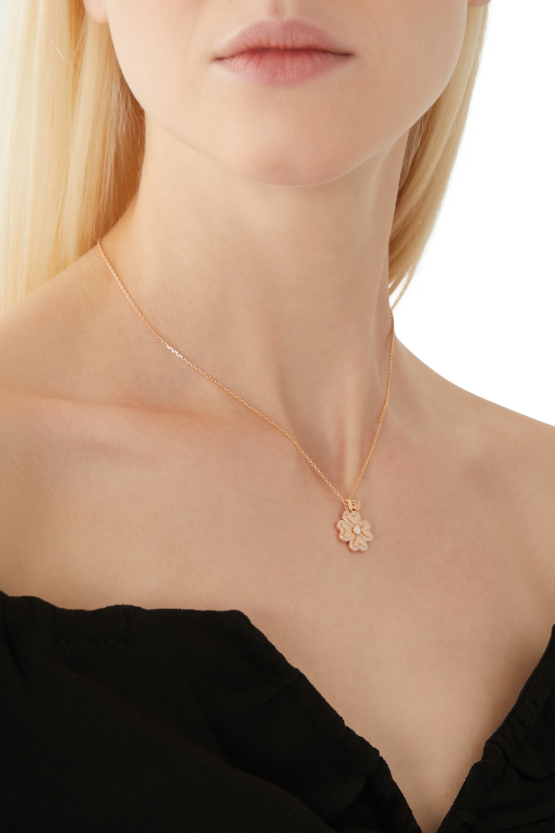 Pendant Necklace, Rose Gold-Tone Sterling Silver & Cubic Zirconia