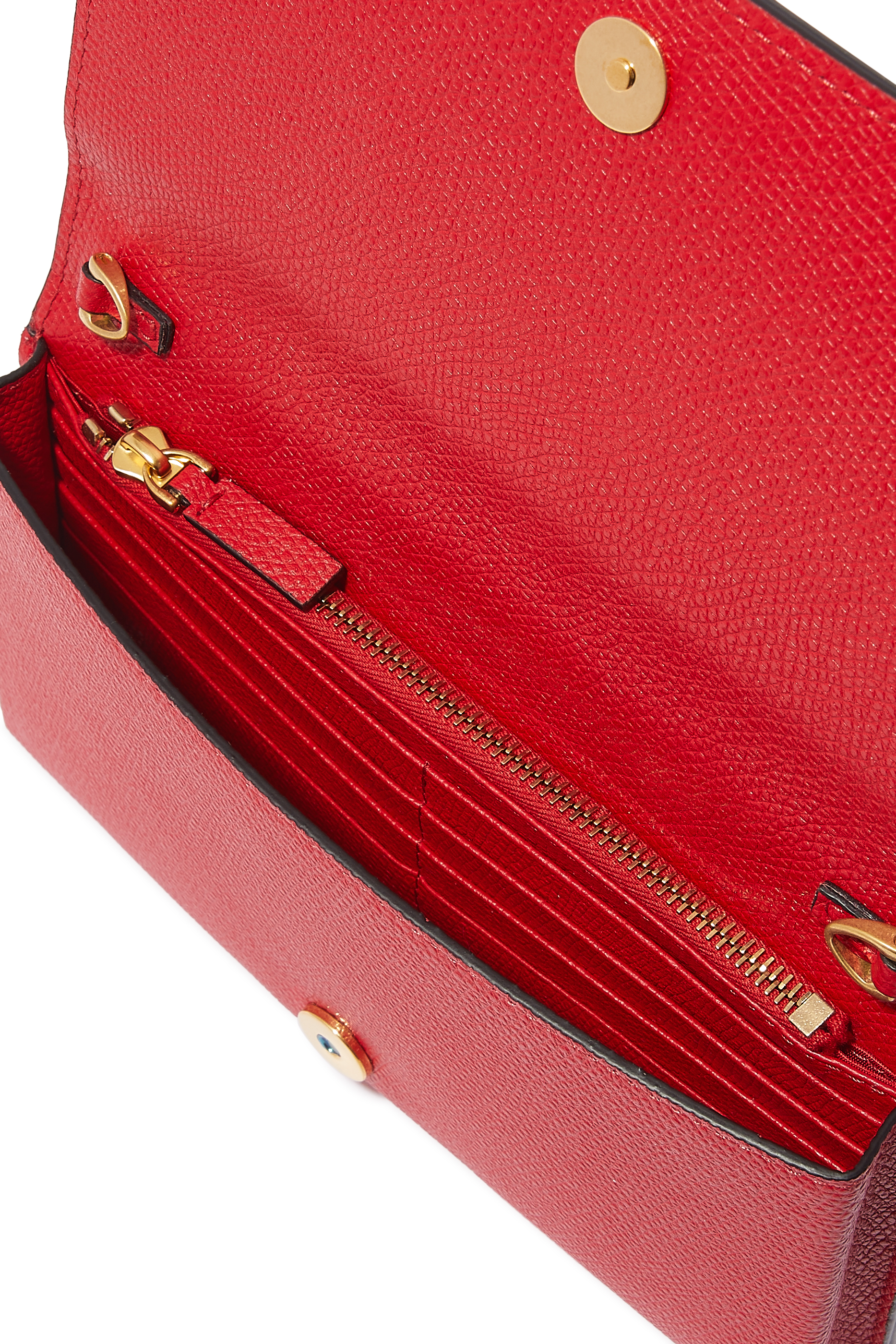 Valentino Garavani VLogo Signature Grainy Calfskin Wallet with Chain