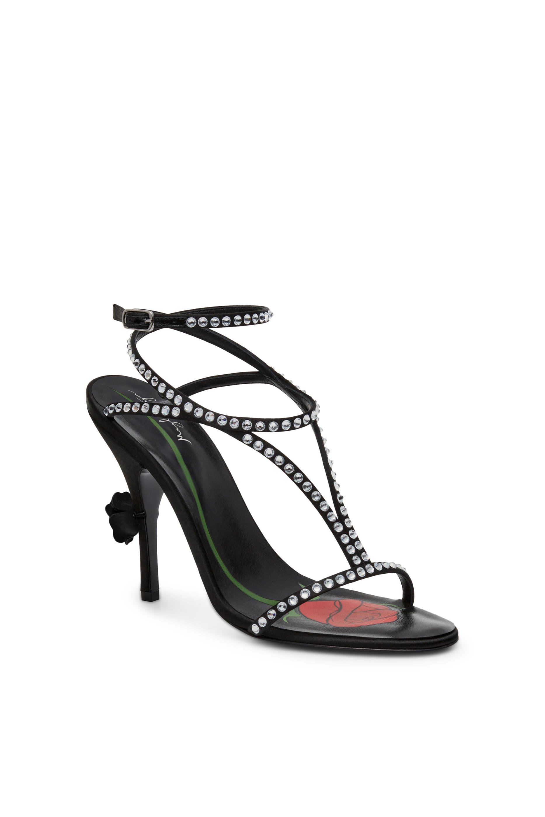 Crystal Embellished Satin Sandals