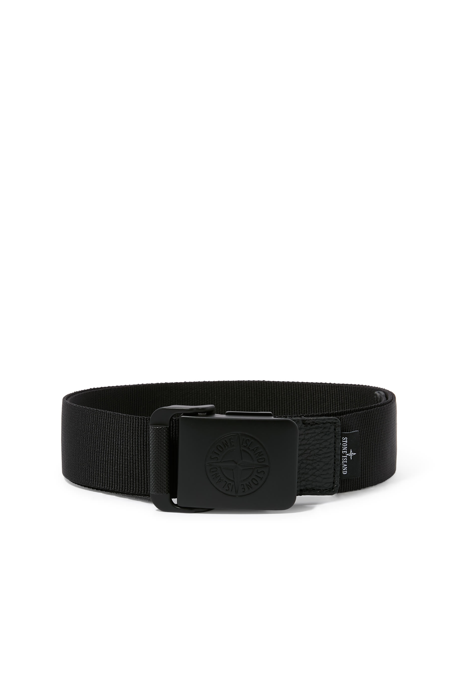 	 Belt with Box Buckle and Compass Logo 