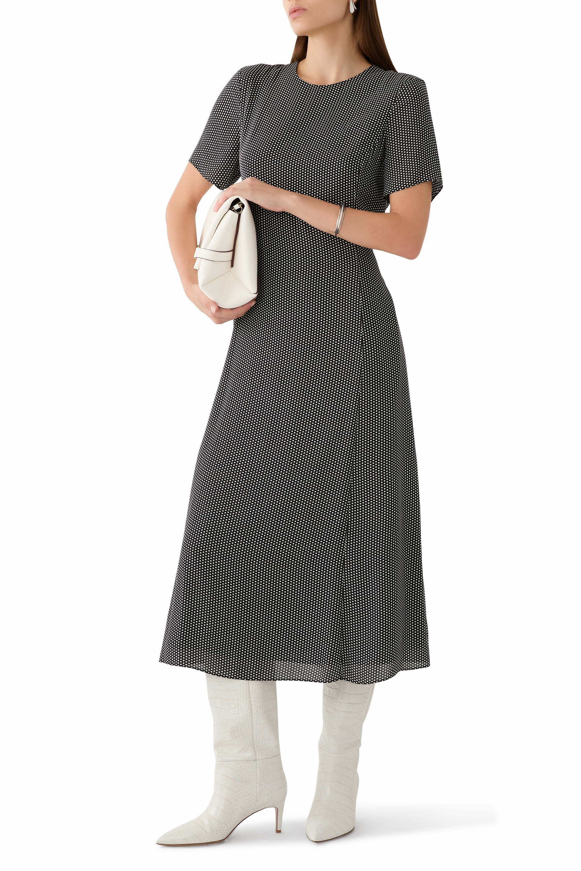 Short Sleeves Flared Midi Dress