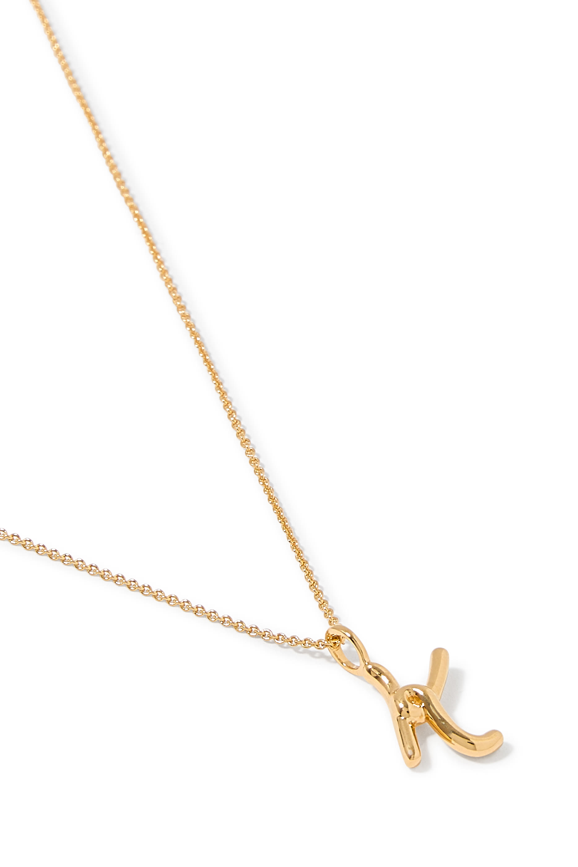 Curly Molten Mini Initial Necklace - K, 18k Recycled Gold Vermeil on Recycled Sterling Silver