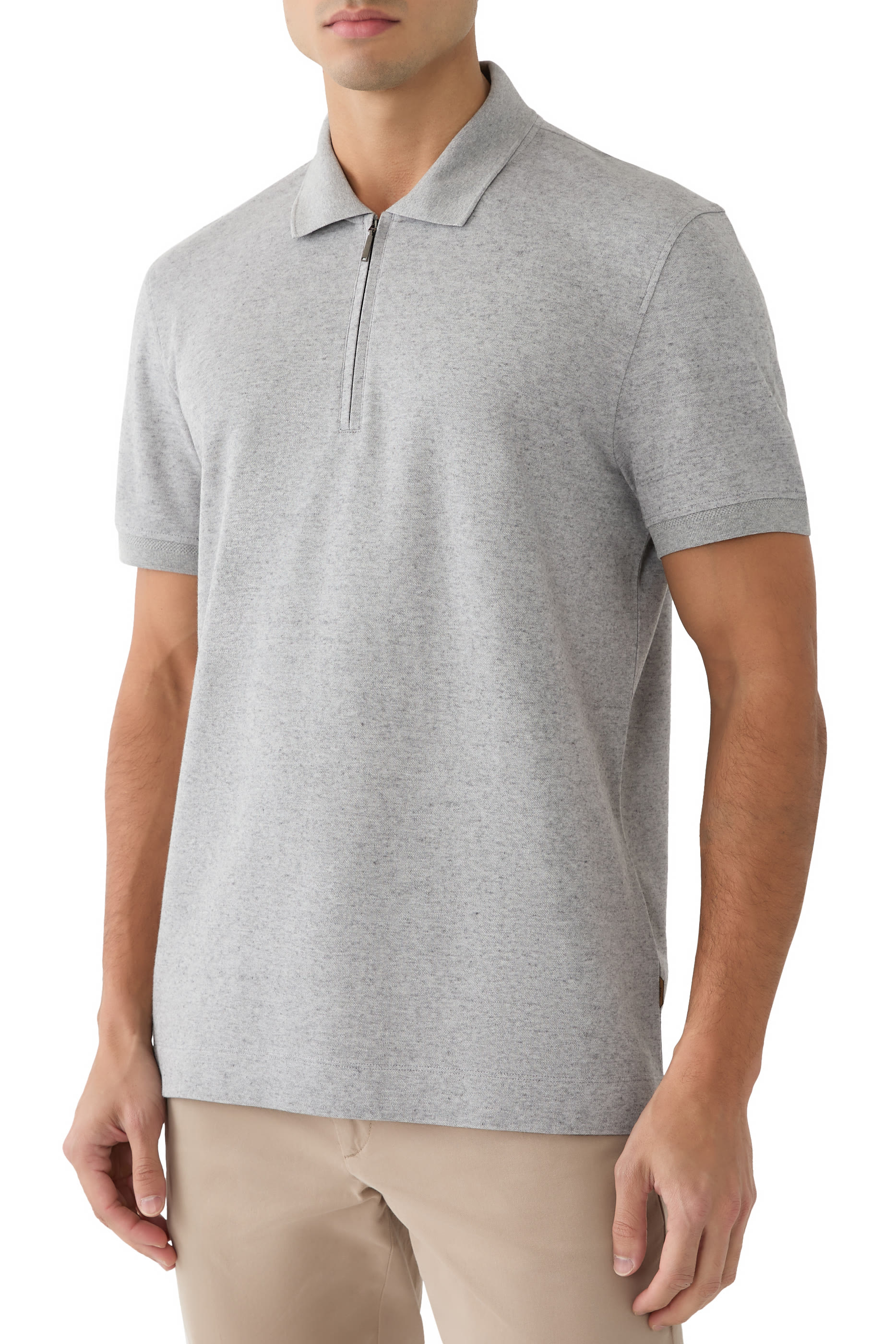 Zip-Neck Polo Shirt in Cotton and Cashmere